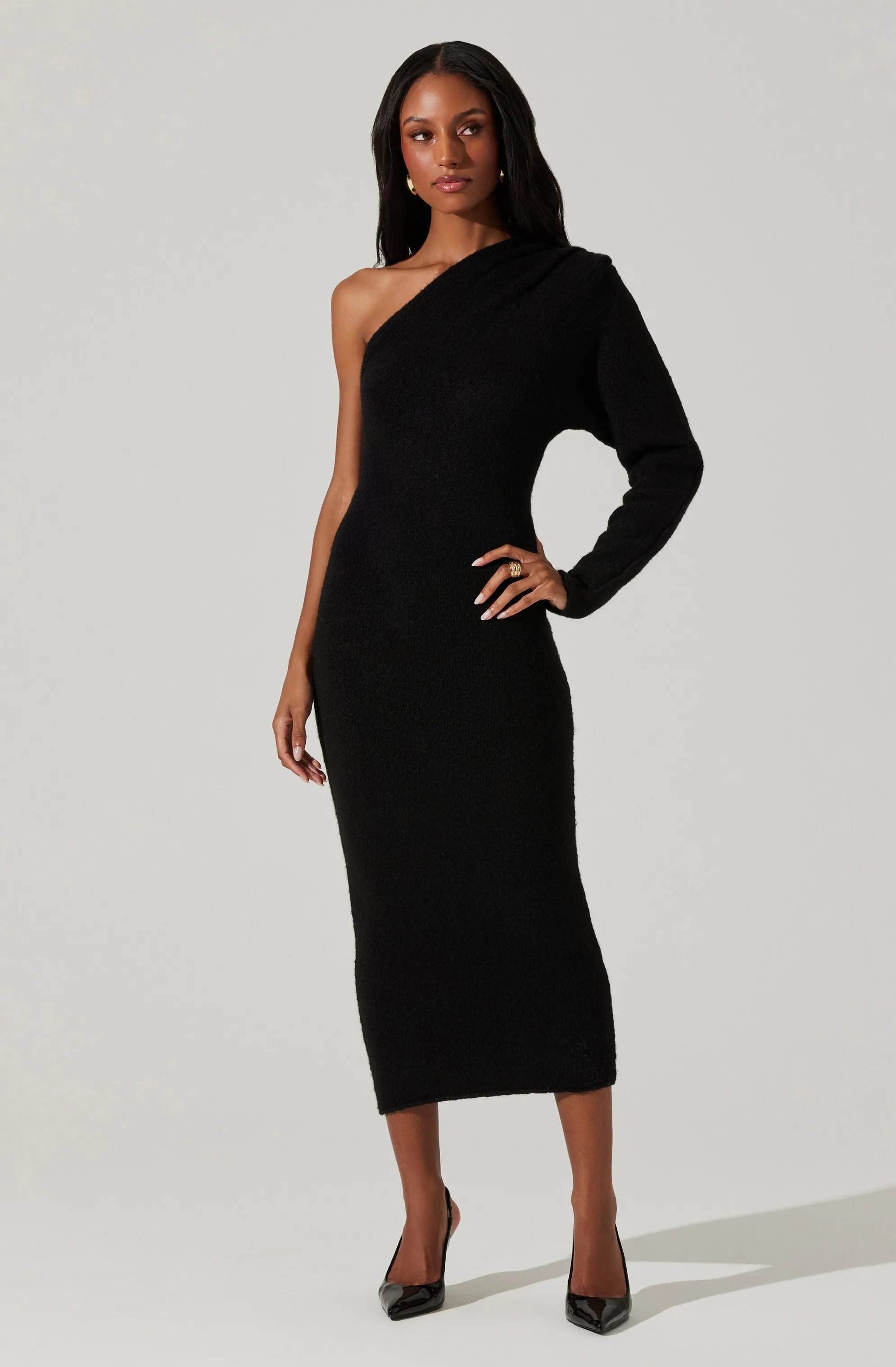 Finola One Shoulder Midi Sweater Dress sold by Astr product image thumbnail 3