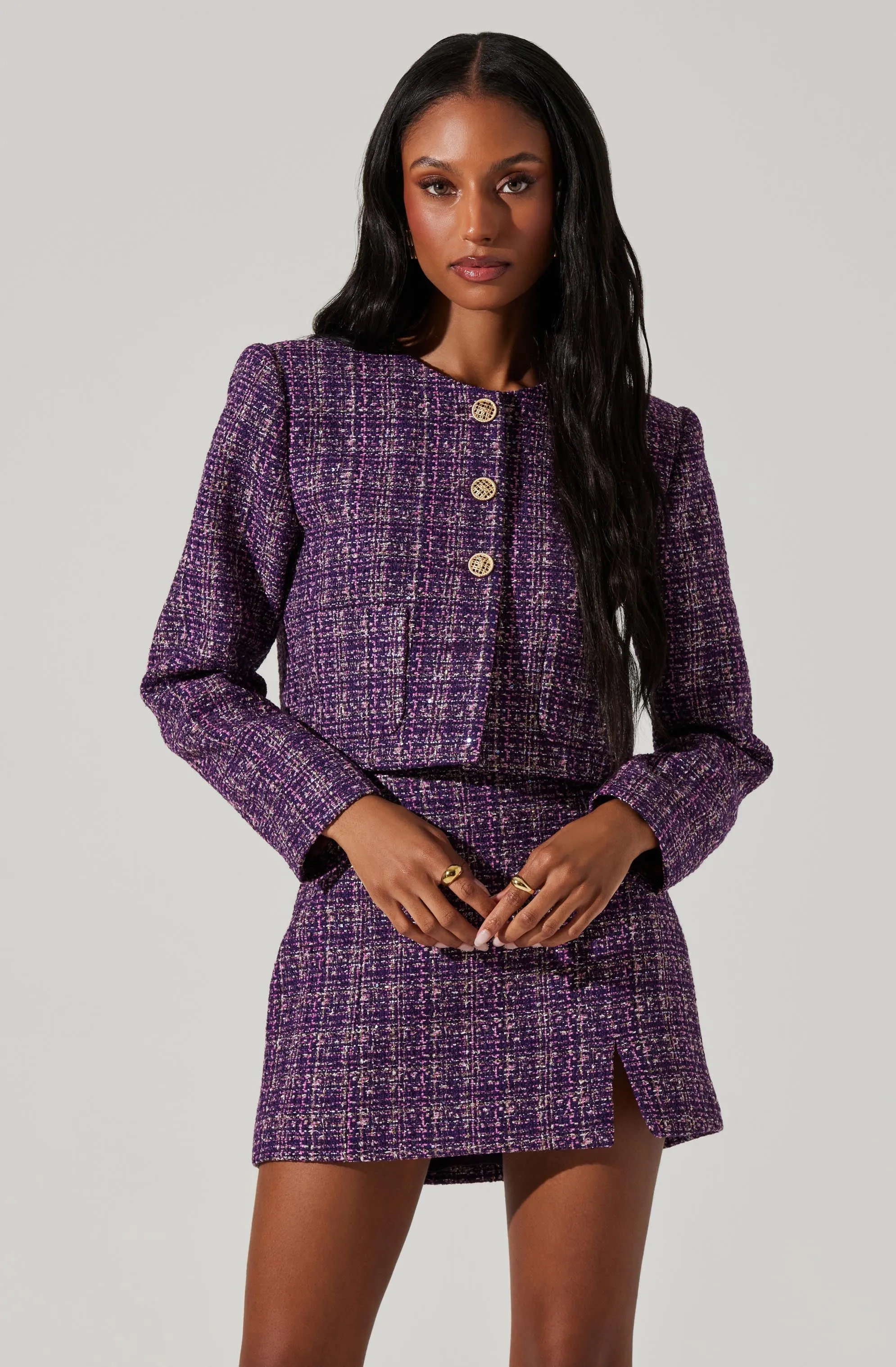 Covina Tweed Mini Skirt sold by Astr product image thumbnail 3