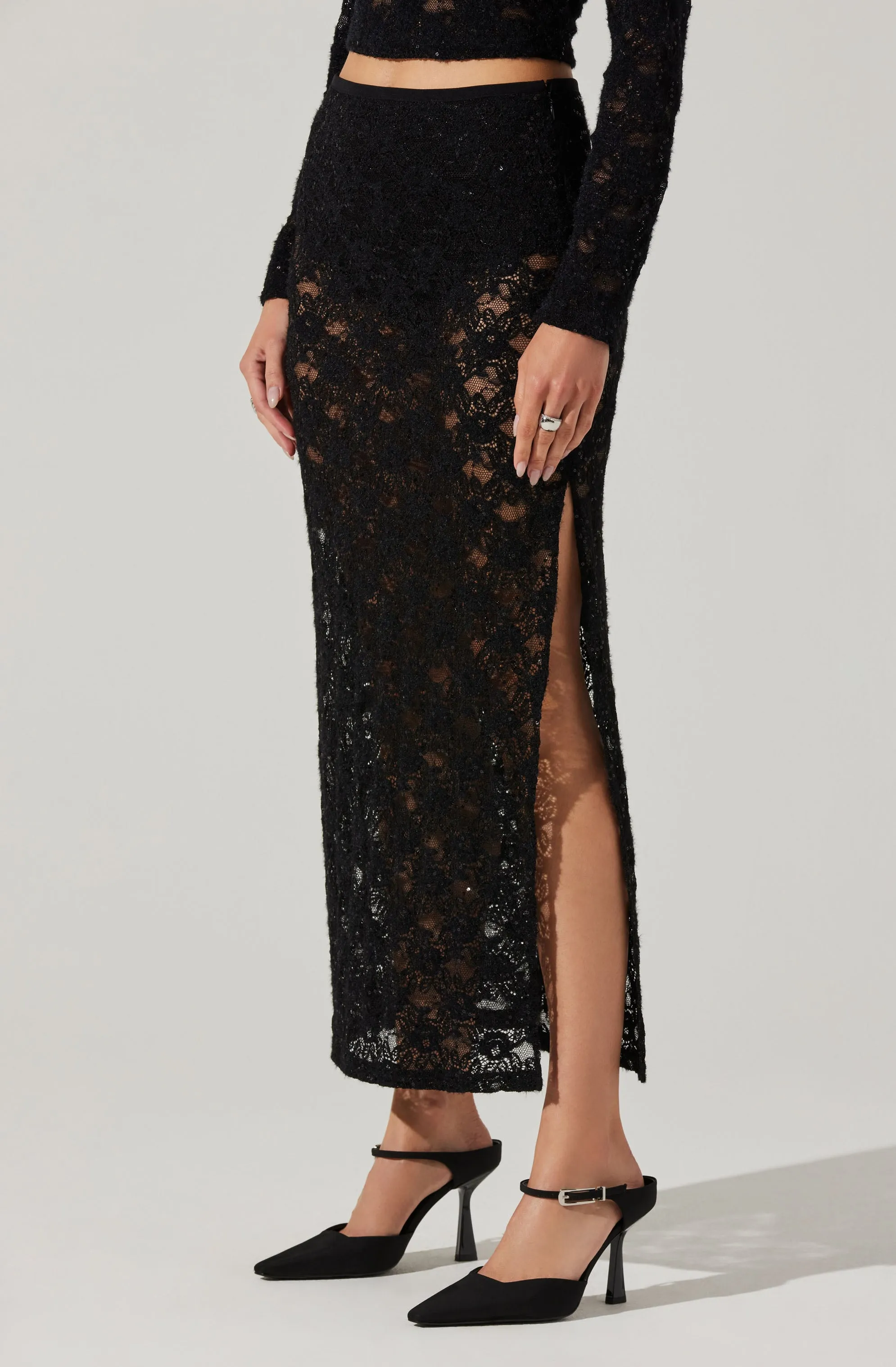 Roux Sequin Lace Maxi Skirt sold by Astr product image thumbnail 4