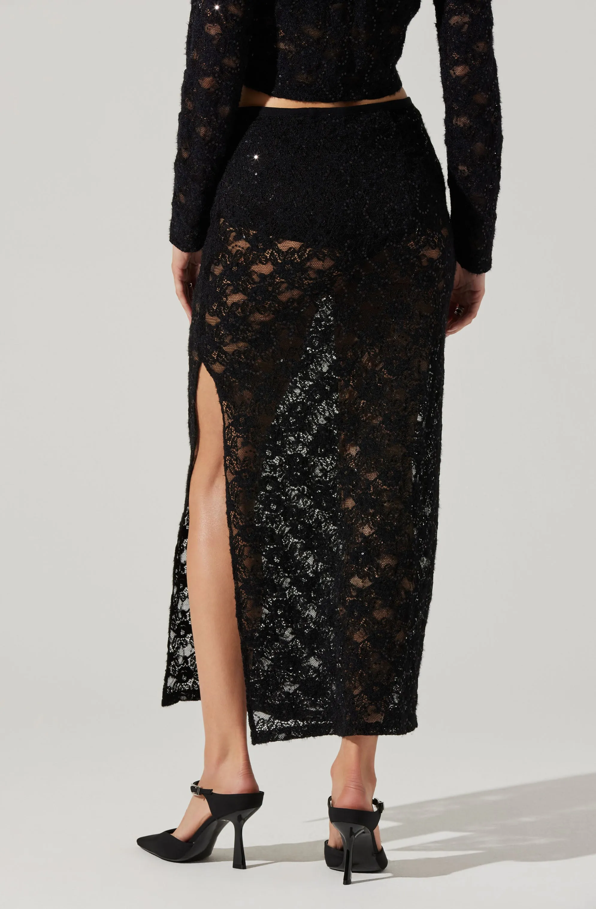 Roux Sequin Lace Maxi Skirt sold by Astr product image thumbnail 5
