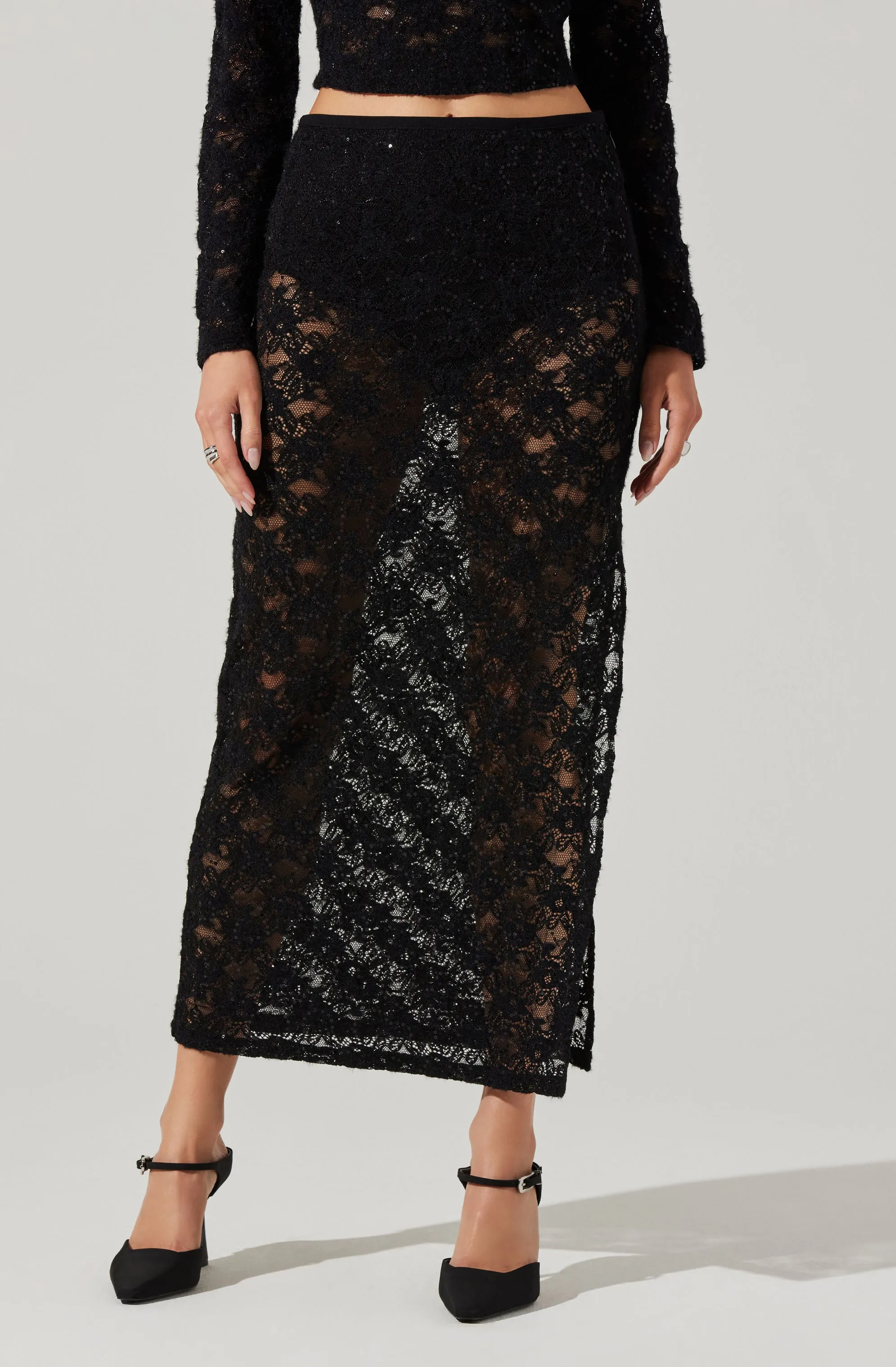 Roux Sequin Lace Maxi Skirt sold by Astr product image thumbnail 2