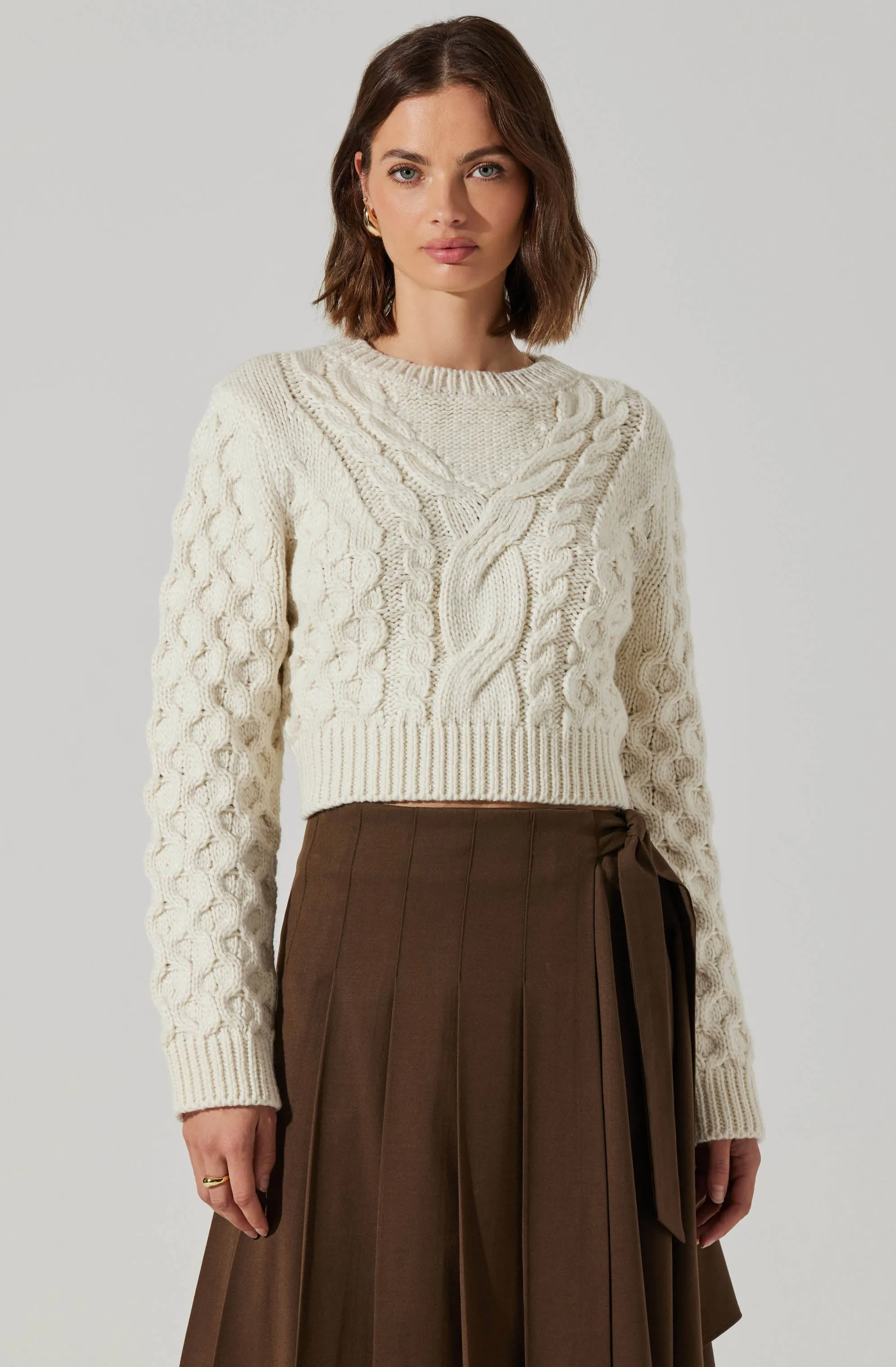Caila Cable Knit Cropped Sweater sold by Astr product image thumbnail 3