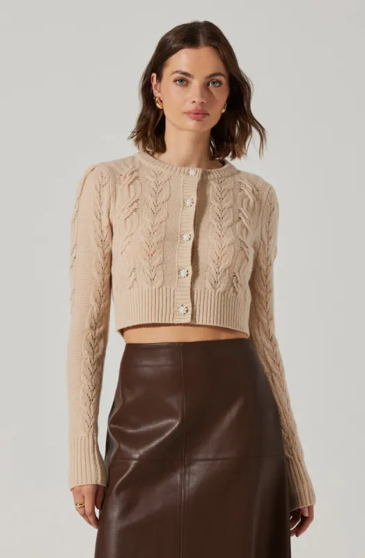 Peri Cable Knit Cropped Cardigan sold by Astr