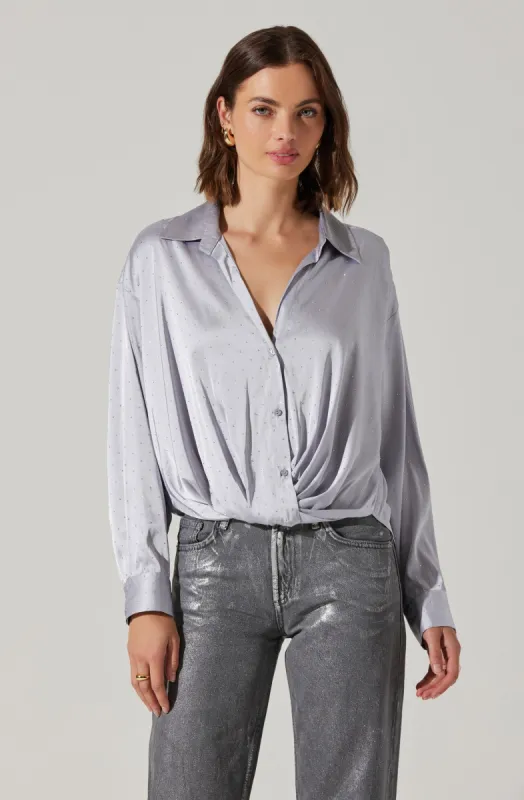 Sebio Satin Rhinestone Top sold by Astr