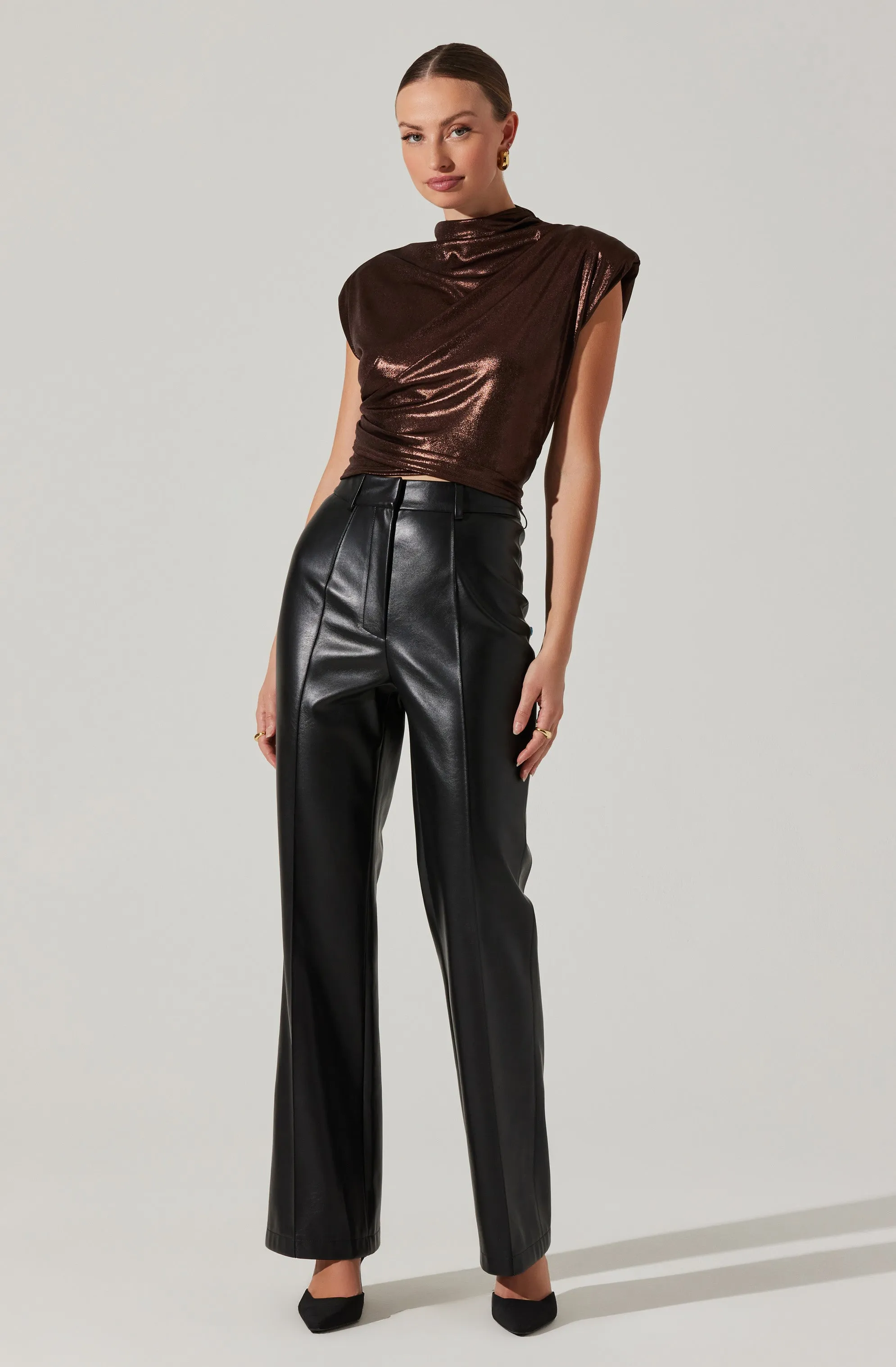 Solange Metallic Mock Neck Top sold by Astr product image thumbnail 2