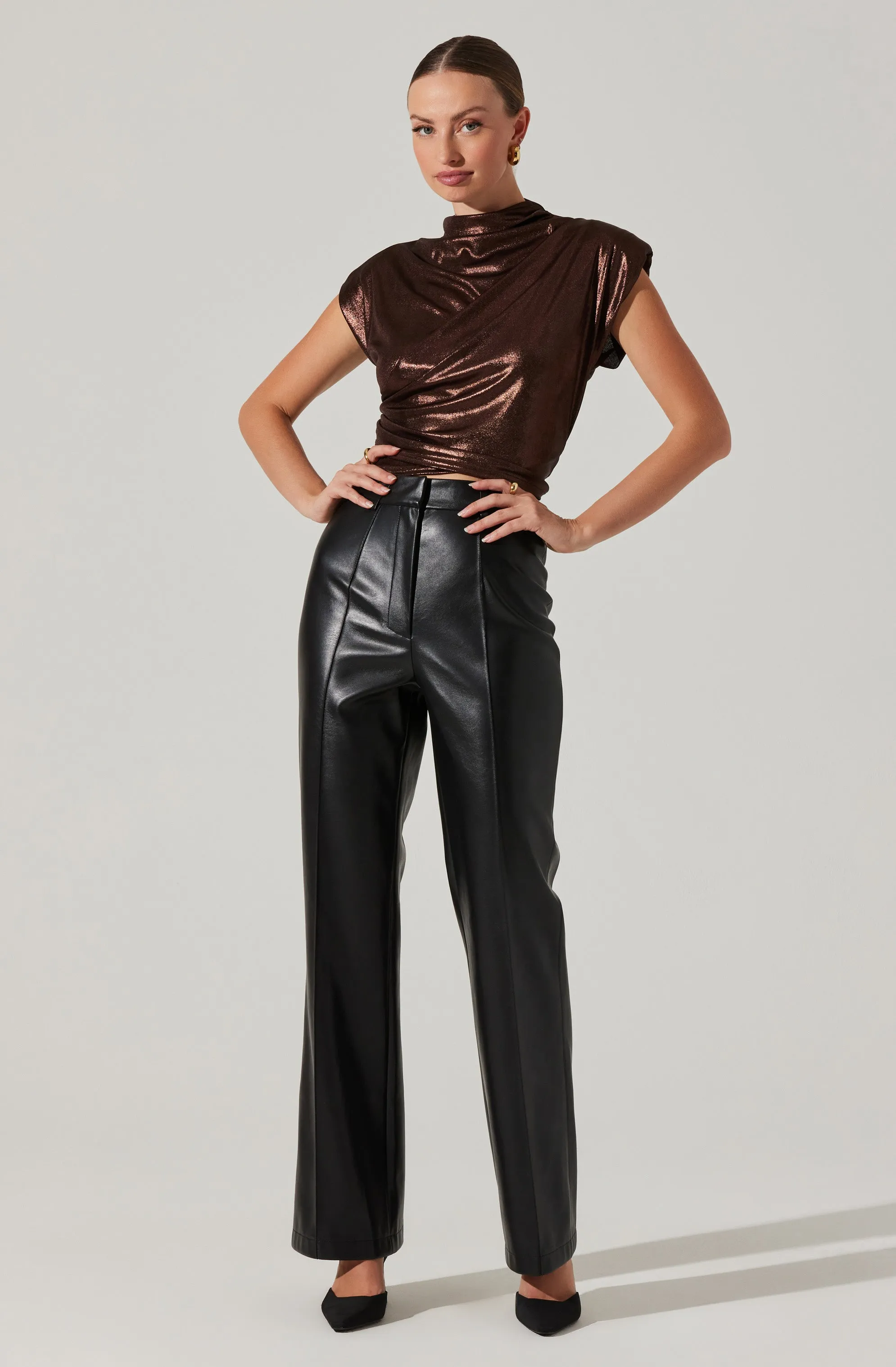 Solange Metallic Mock Neck Top sold by Astr product image thumbnail 5