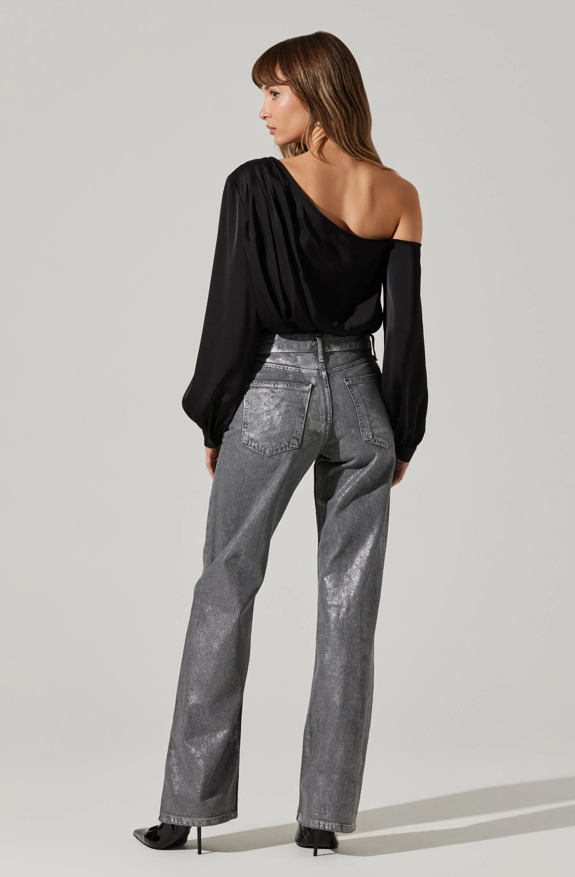 Nieves Satin One Shoulder Top sold by Astr product image thumbnail 4