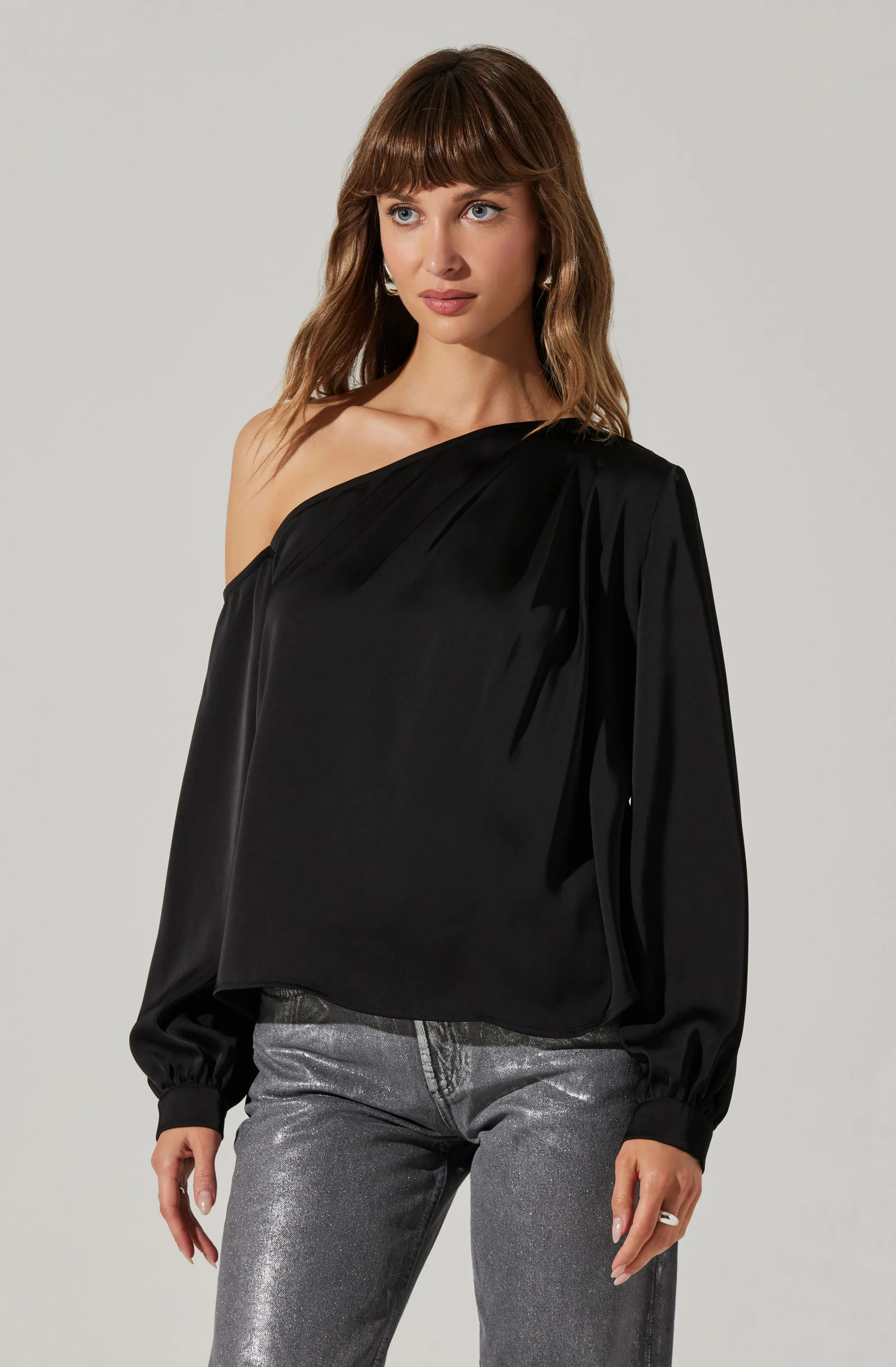 Nieves Satin One Shoulder Top sold by Astr product image thumbnail 3