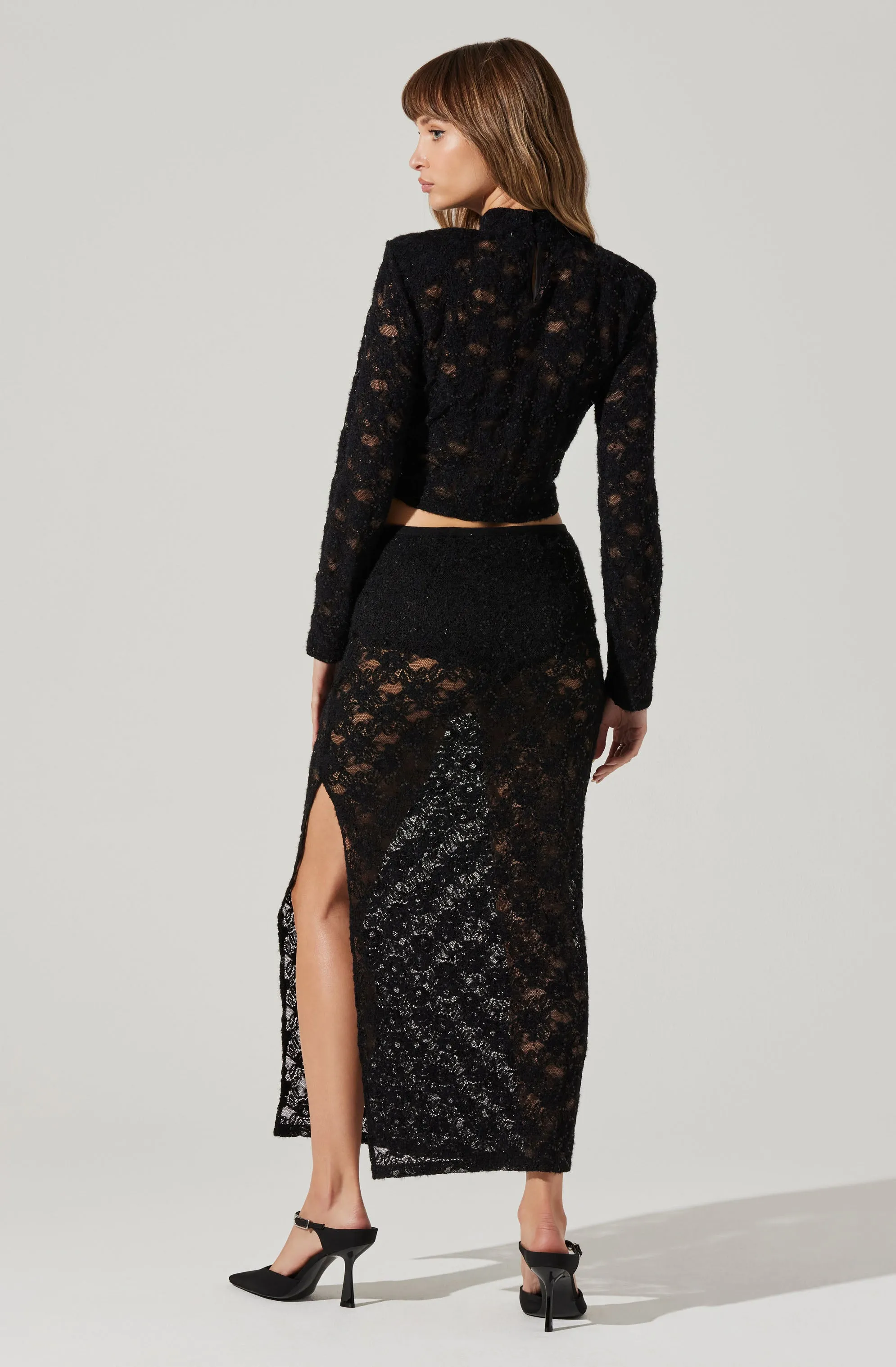 Roux Sequin Lace Crop Top sold by Astr product image thumbnail 4