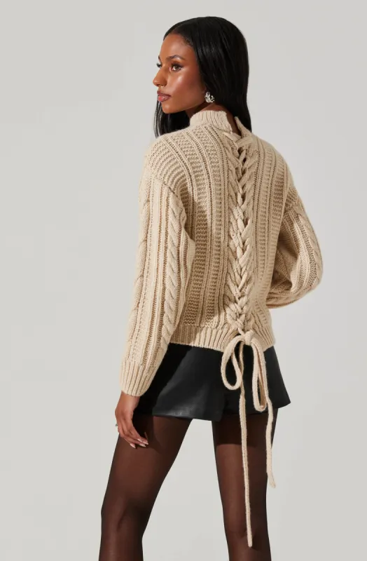 Laverne Cable Knit Tie-Back Sweater sold by Astr