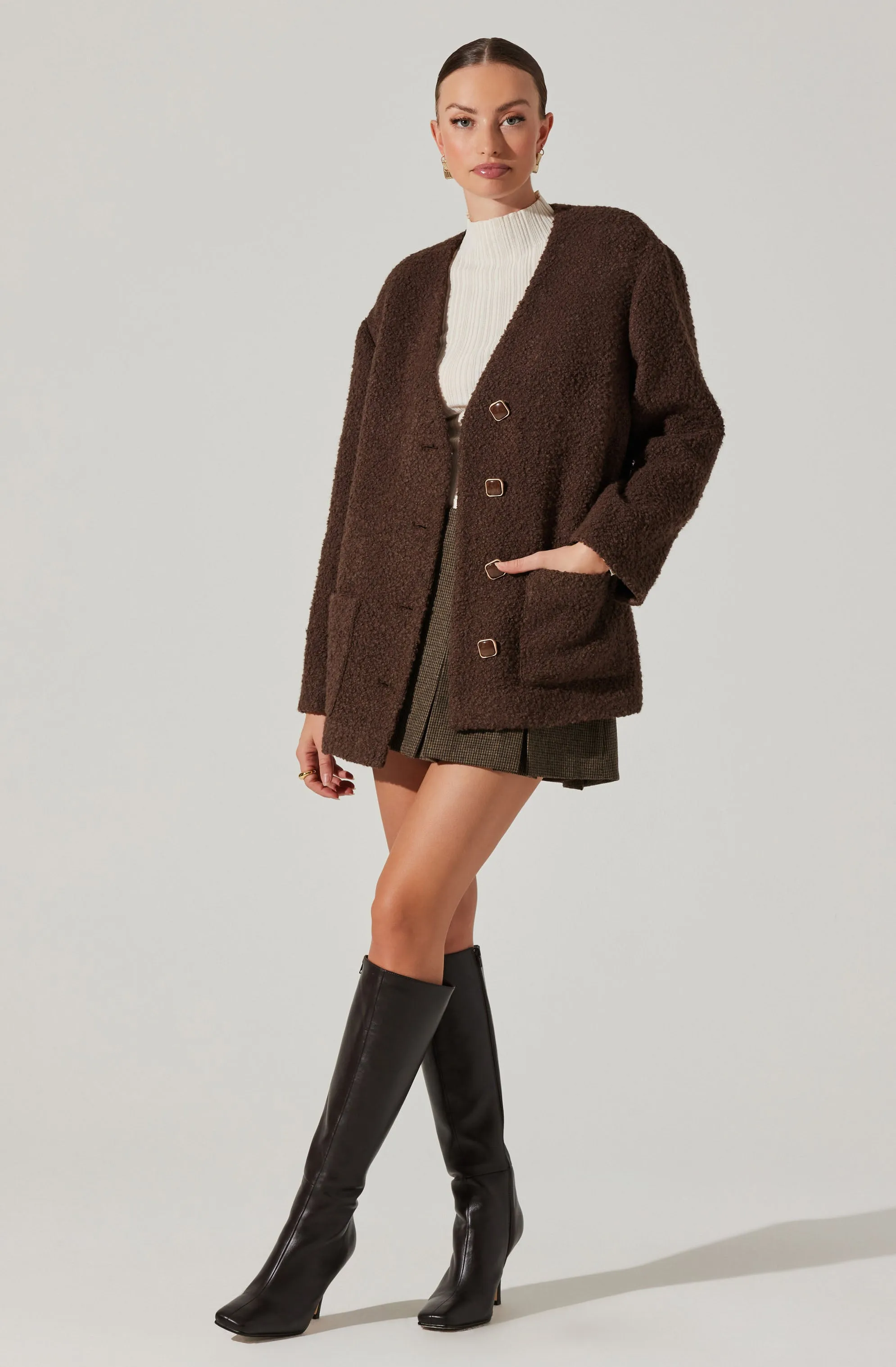 Maidy Boucle V-Neck Coat sold by Astr product image thumbnail 2