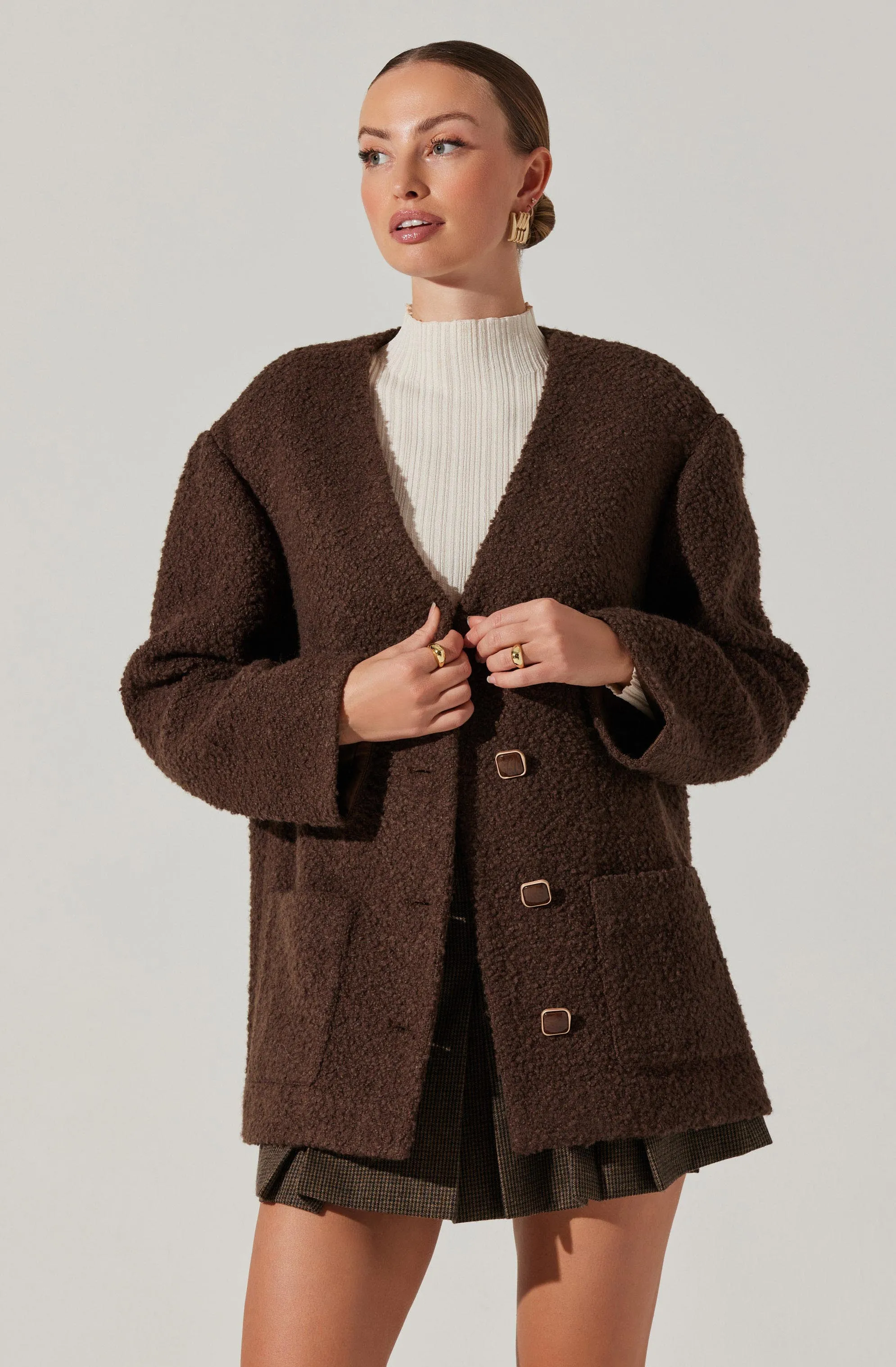 Maidy Boucle V-Neck Coat sold by Astr product image thumbnail 3