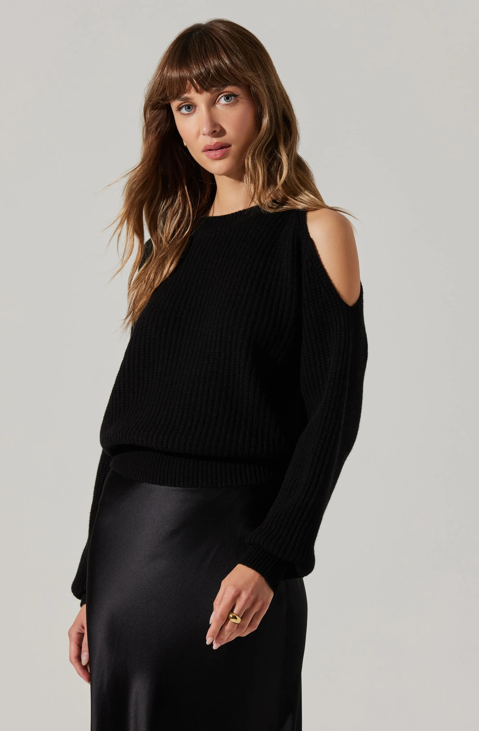 Millicent Ribbed Cold Shoulder Sweater sold by Astr product image thumbnail 3