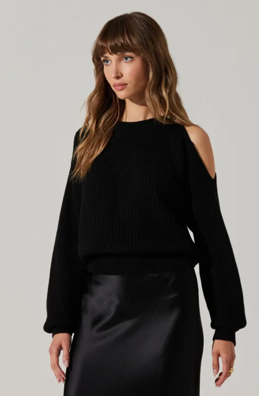 Millicent Ribbed Cold Shoulder Sweater made by Astr