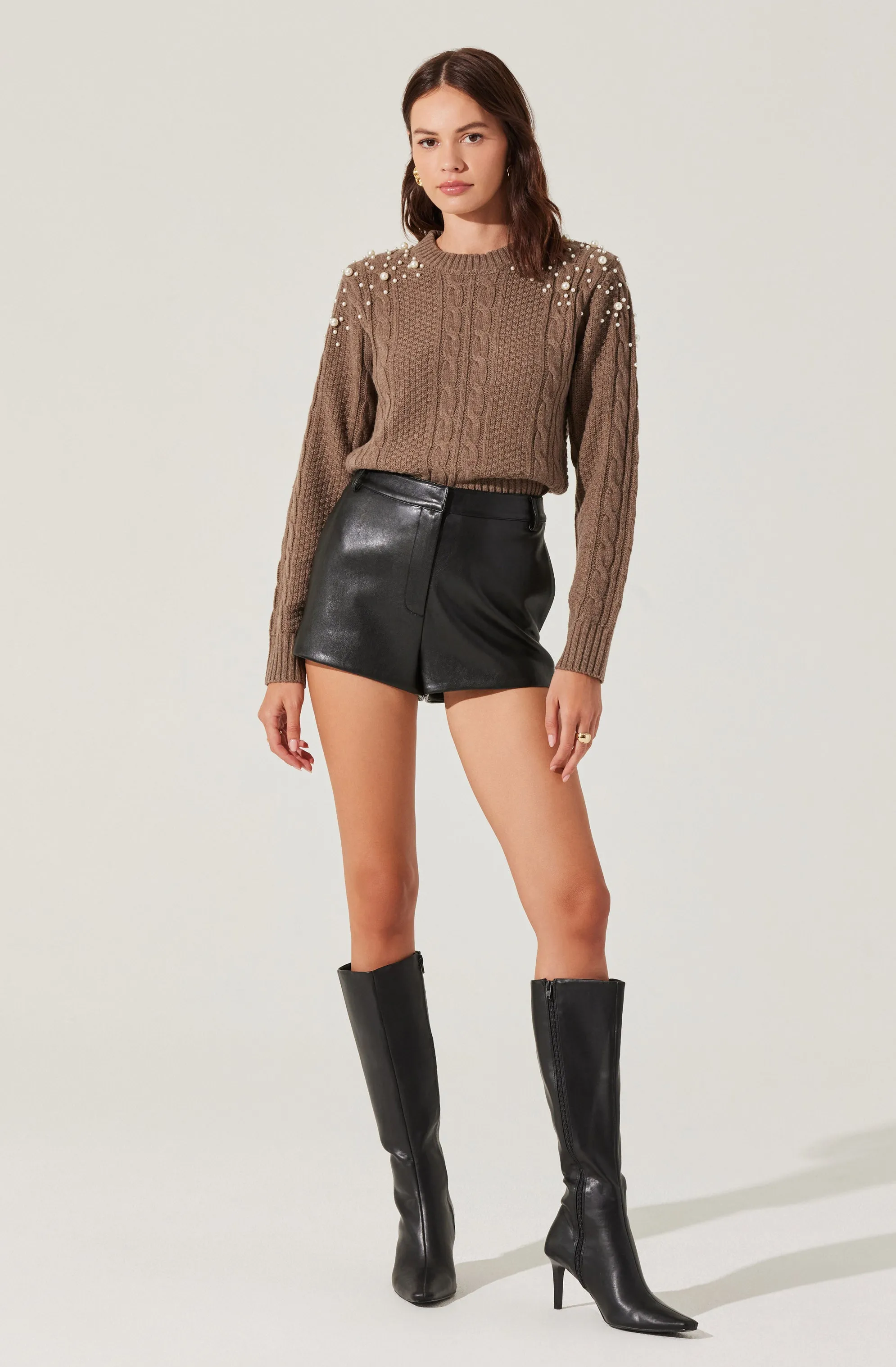Pearl Embellished Cable Knit Sweater sold by Astr product image thumbnail 2