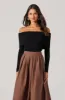 Foldover Ribbed Off Shoulder Sweater sold by Astr