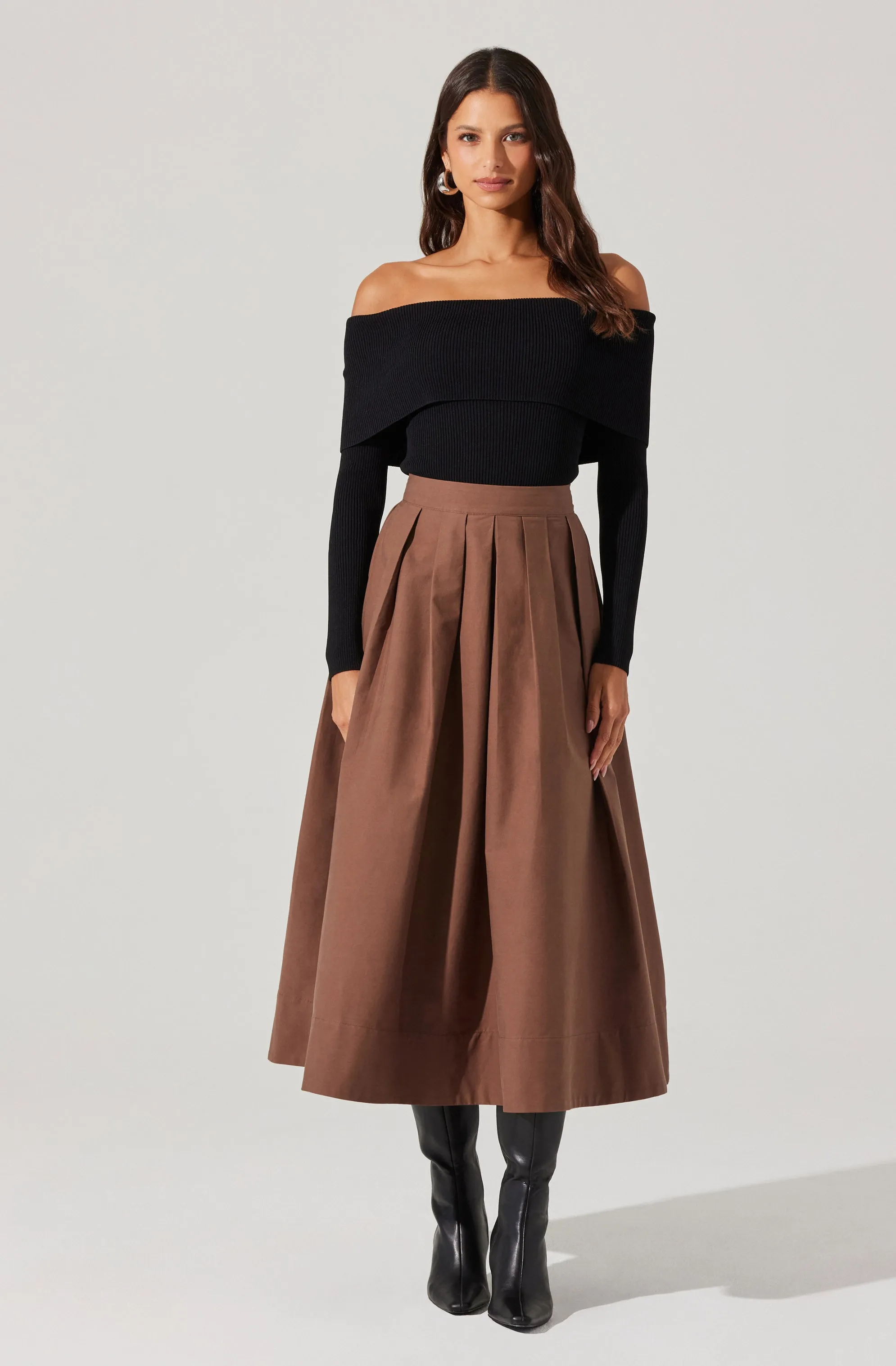 Foldover Ribbed Off Shoulder Sweater sold by Astr product image thumbnail 2