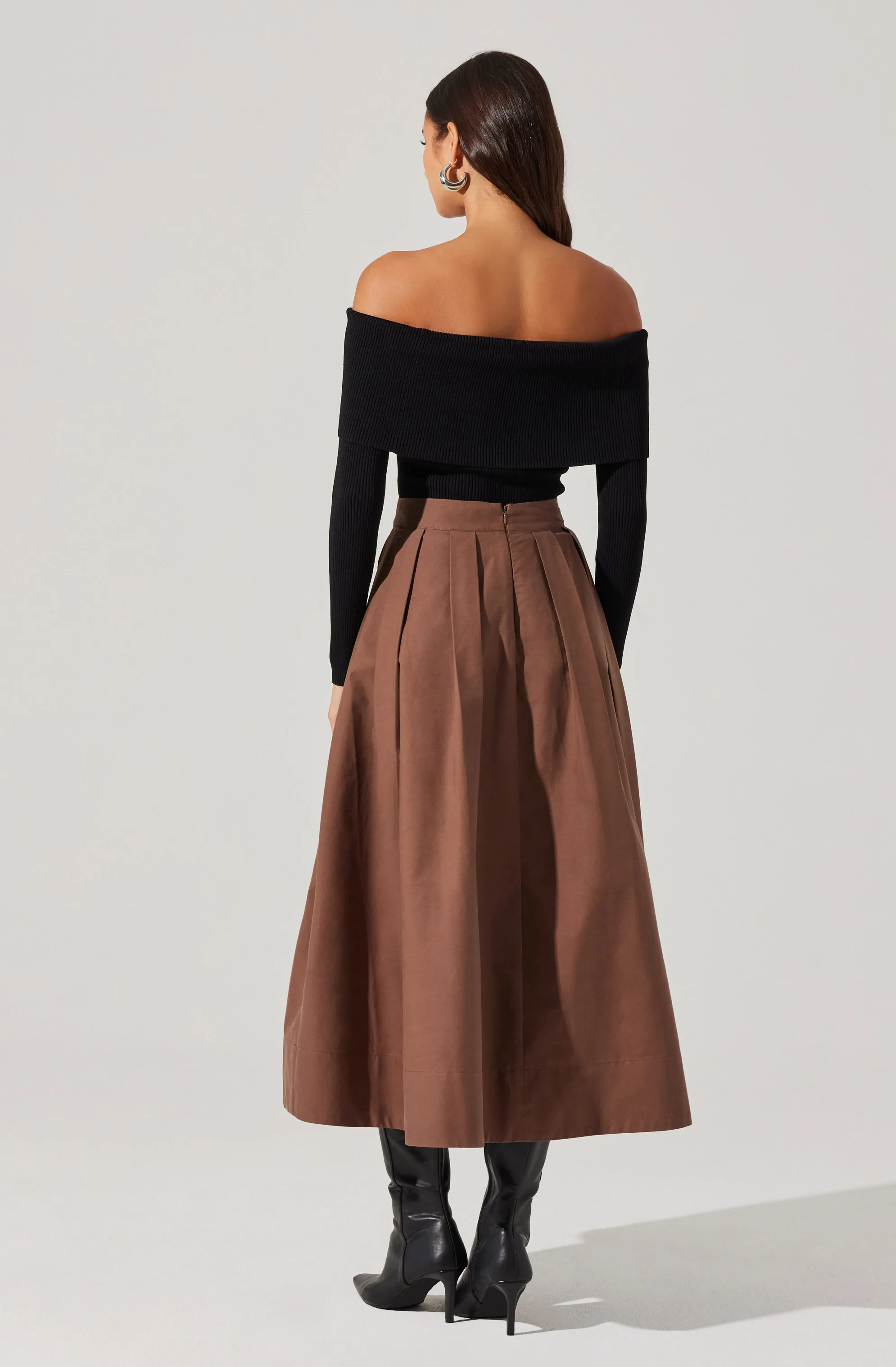 Foldover Ribbed Off Shoulder Sweater sold by Astr product image thumbnail 4