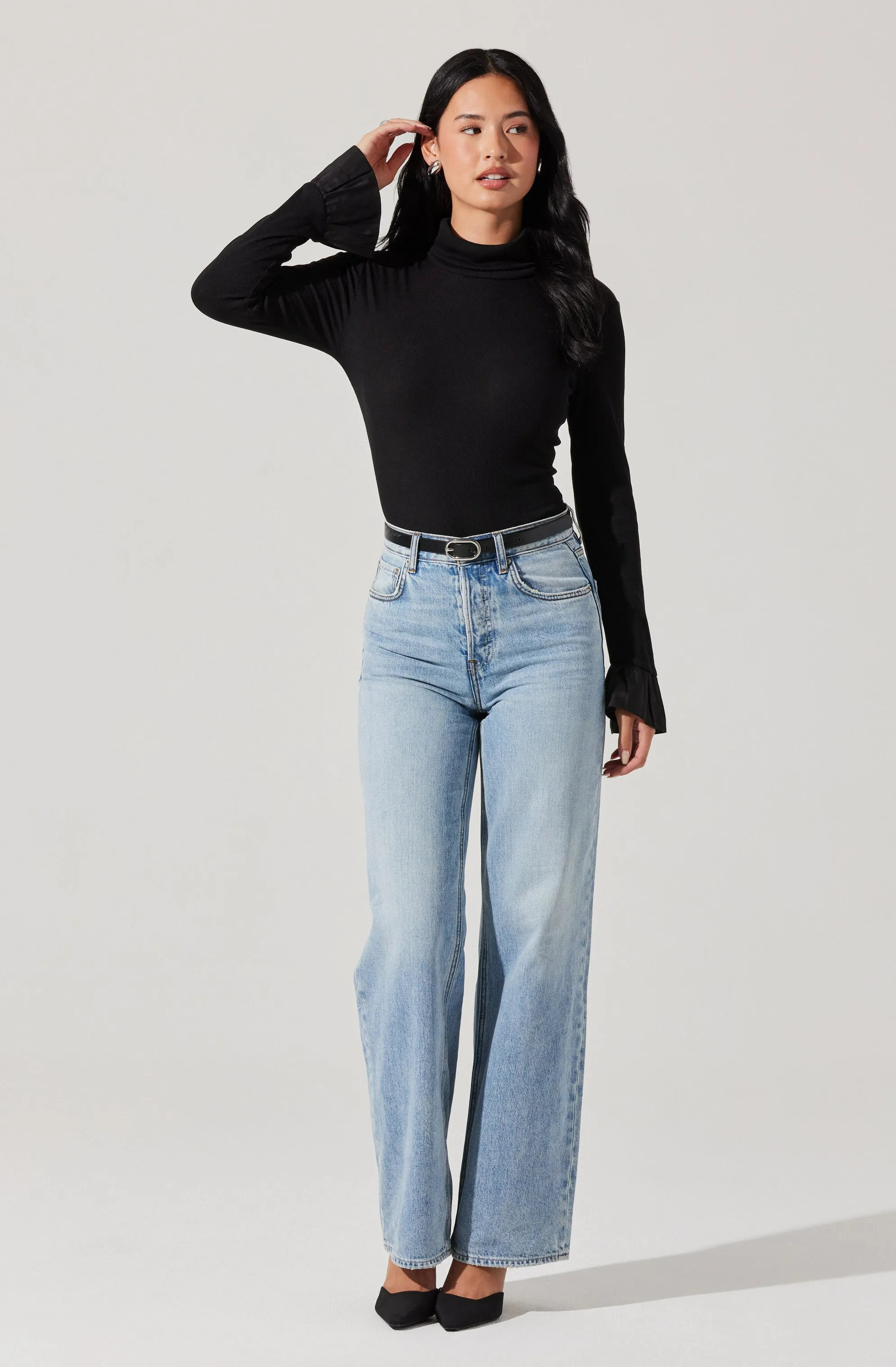 Flare Sleeve Ribbed Turtleneck sold by Astr product image thumbnail 2