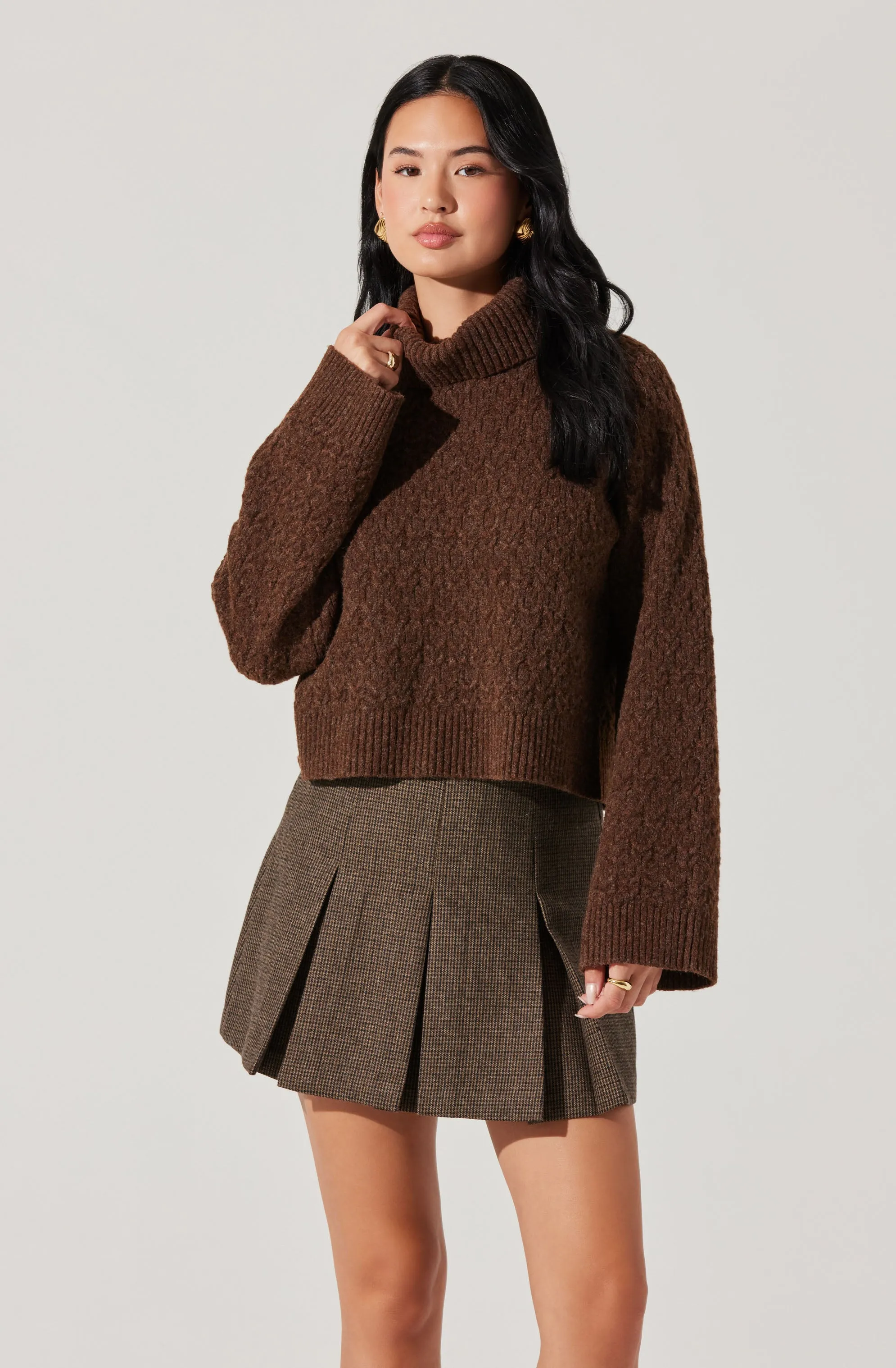 Textured Boxy Turtleneck Sweater sold by Astr