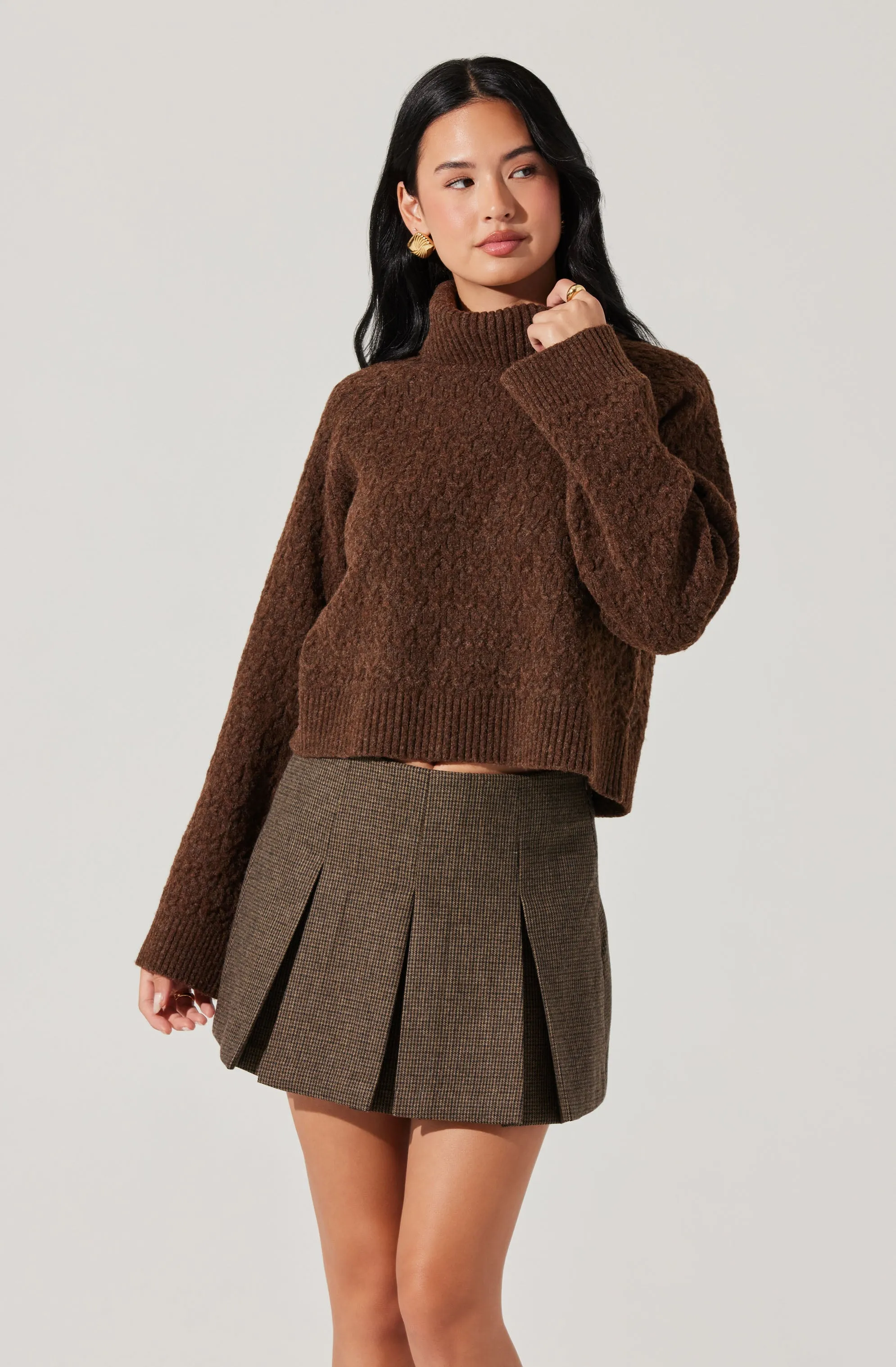 Textured Boxy Turtleneck Sweater sold by Astr product image thumbnail 3
