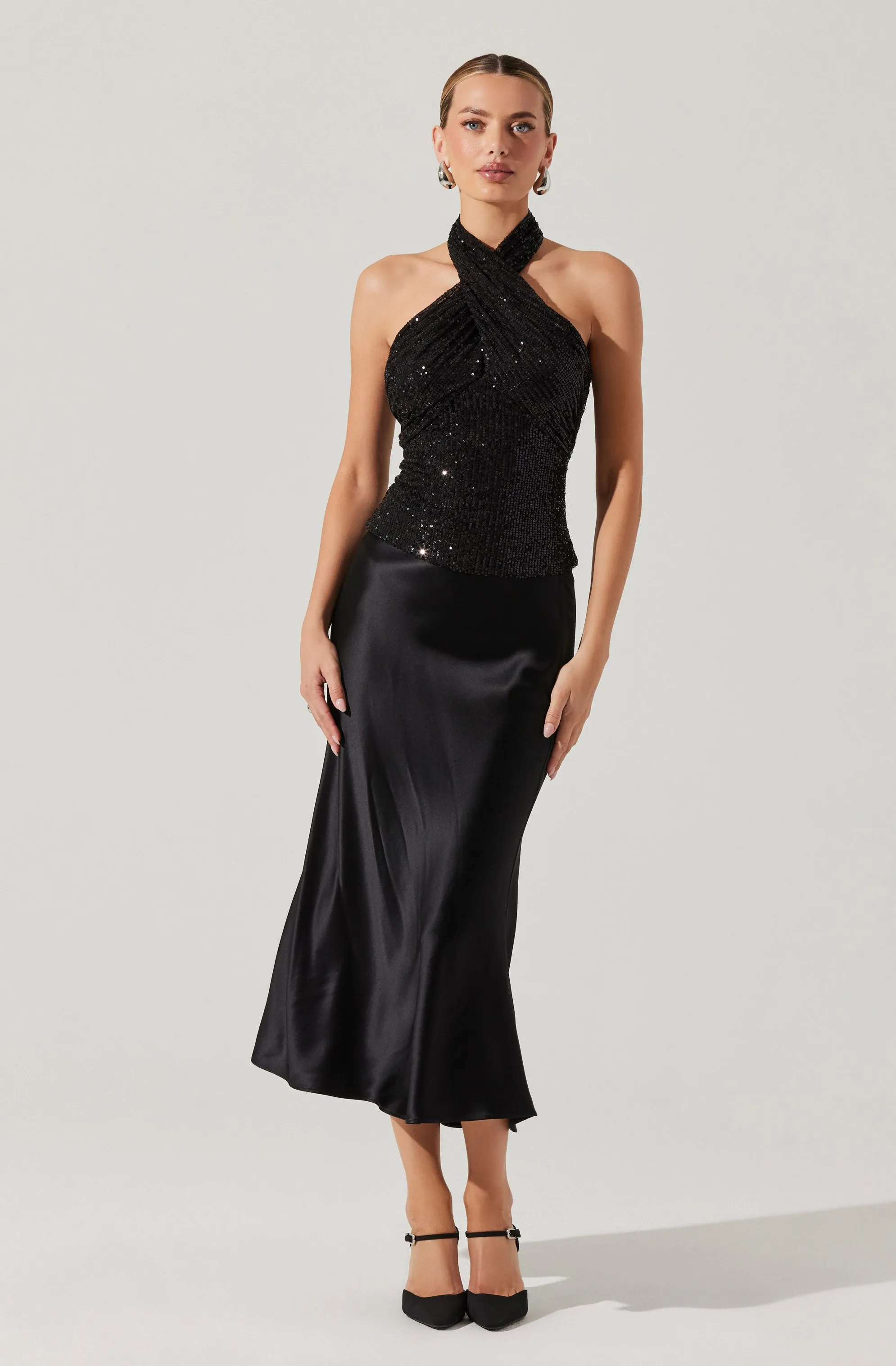 Sequin Crossover Halter Top sold by Astr product image thumbnail 5