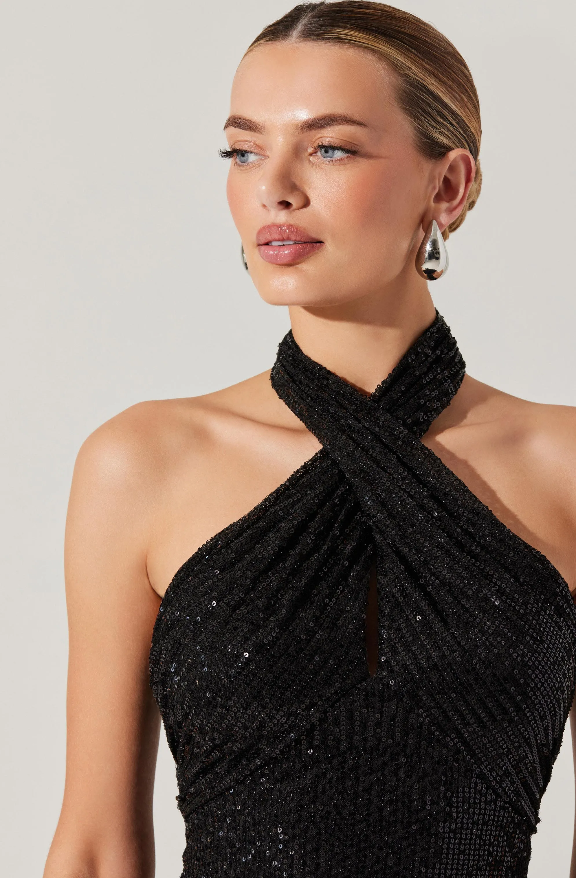 Sequin Crossover Halter Top sold by Astr product image thumbnail 2