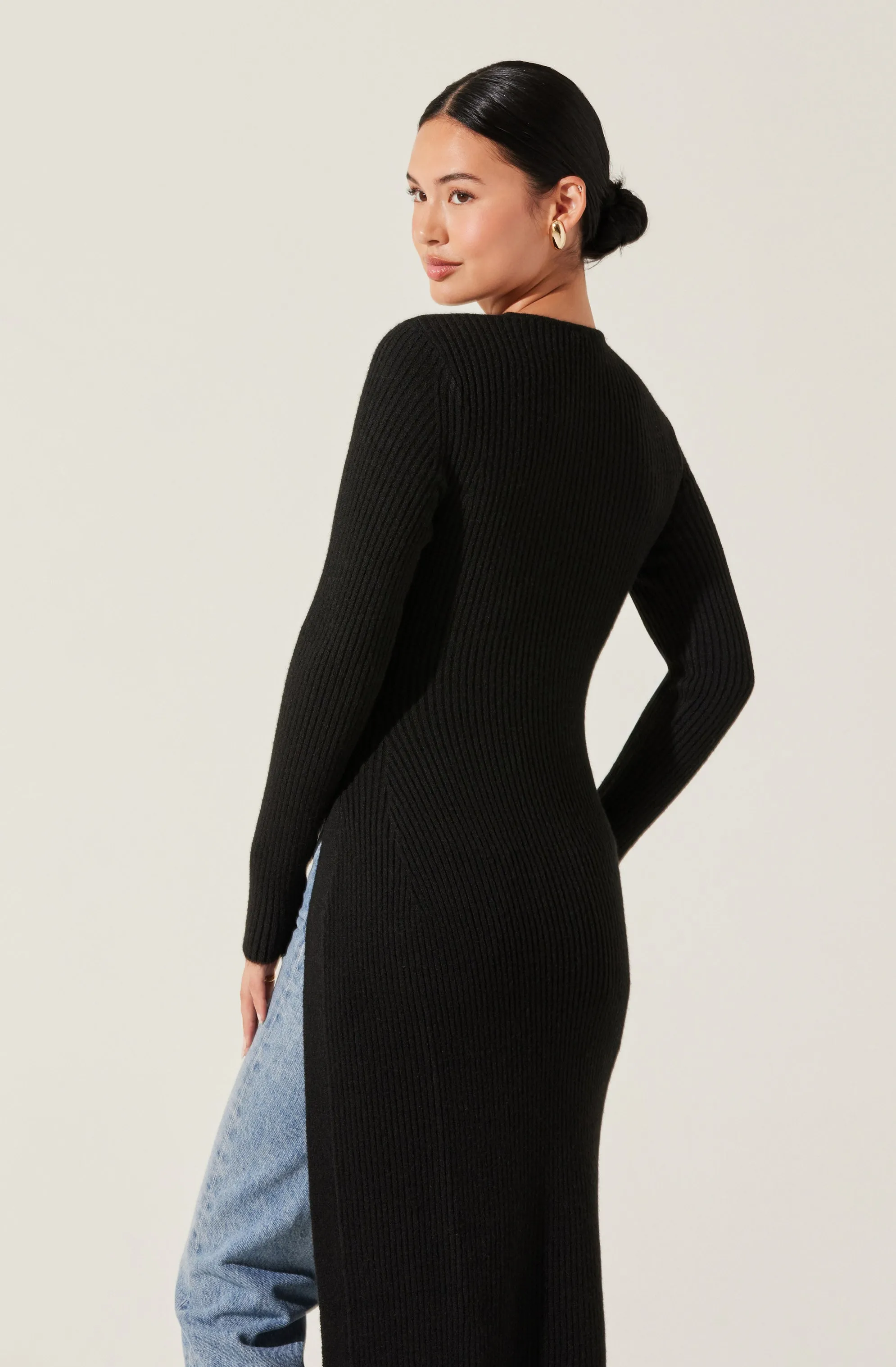 Ribbed Hi Slit Button Sweater sold by Astr product image thumbnail 4