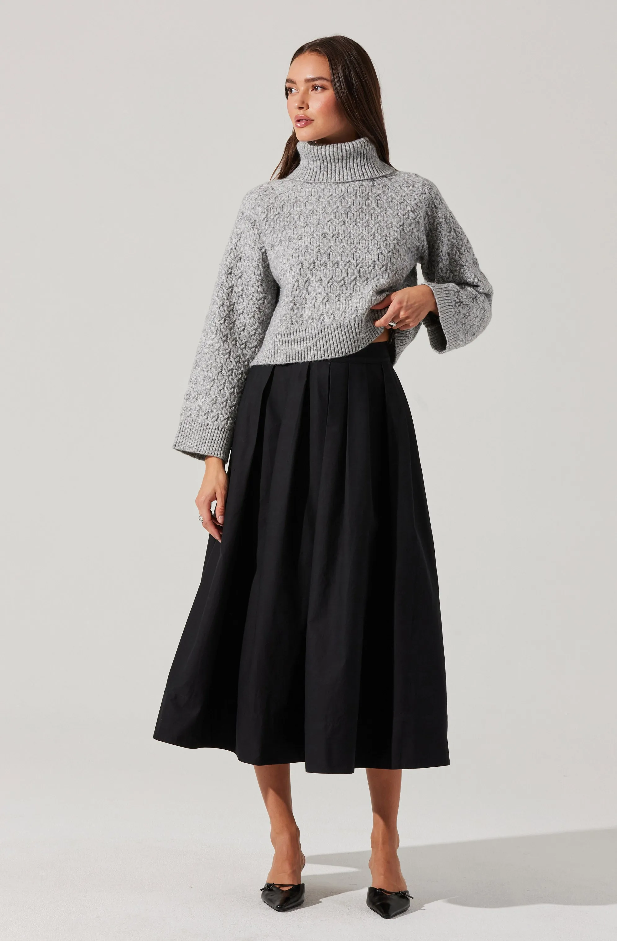 Full Flared Poplin Midi Skirt sold by Astr product image thumbnail 3