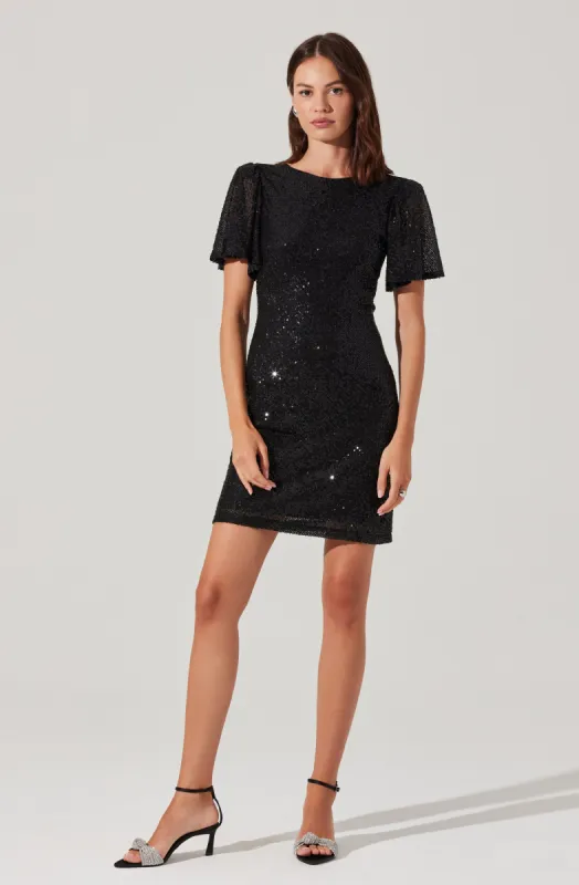 Sequin Flutter Sleeve Mini Dress sold by Astr