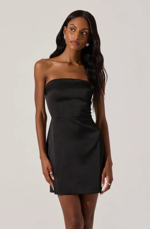 Satin Strapless Mini Dress sold by Astr