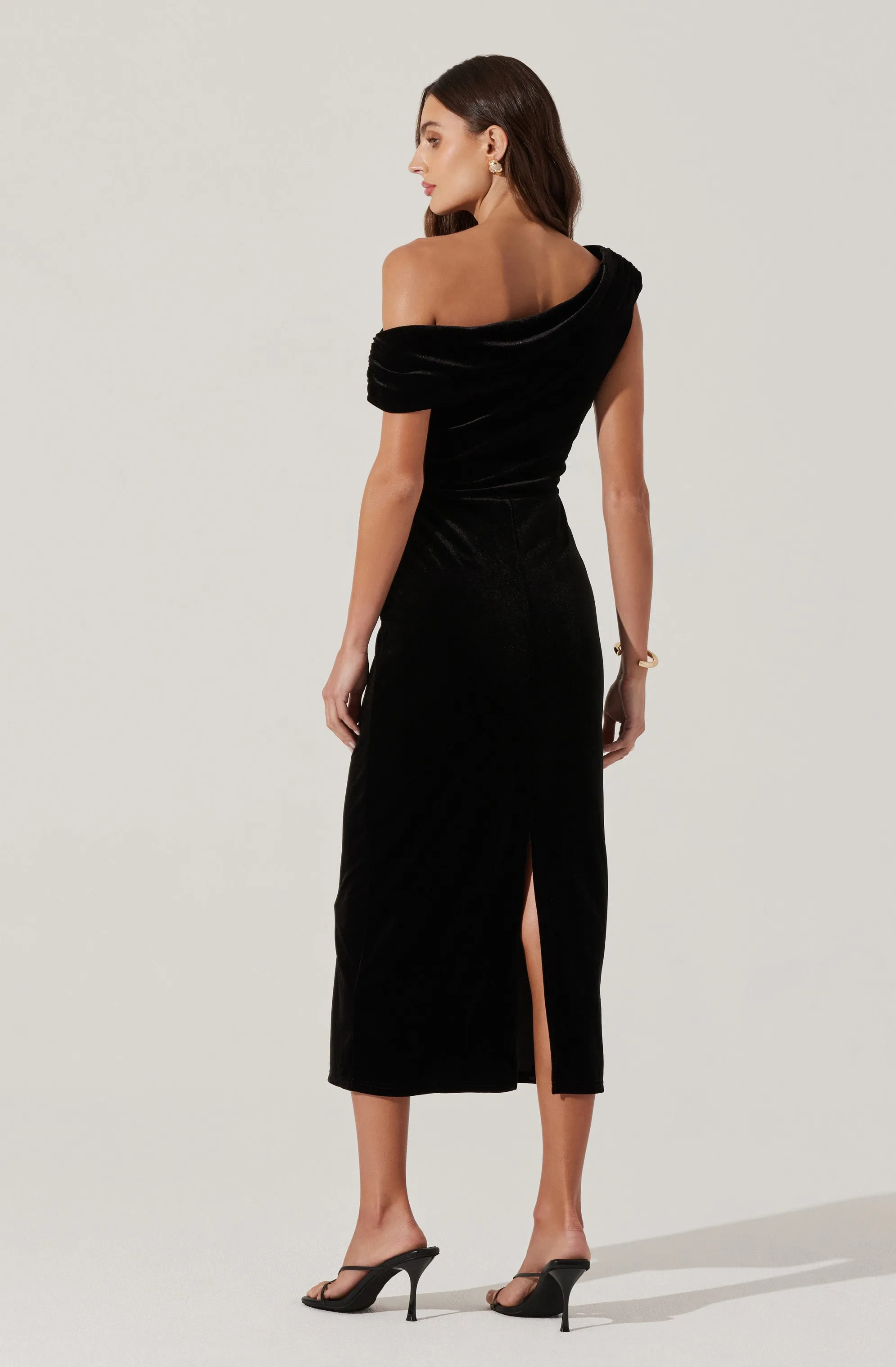Velvet Off Shoulder Midi Dress sold by Astr product image thumbnail 5