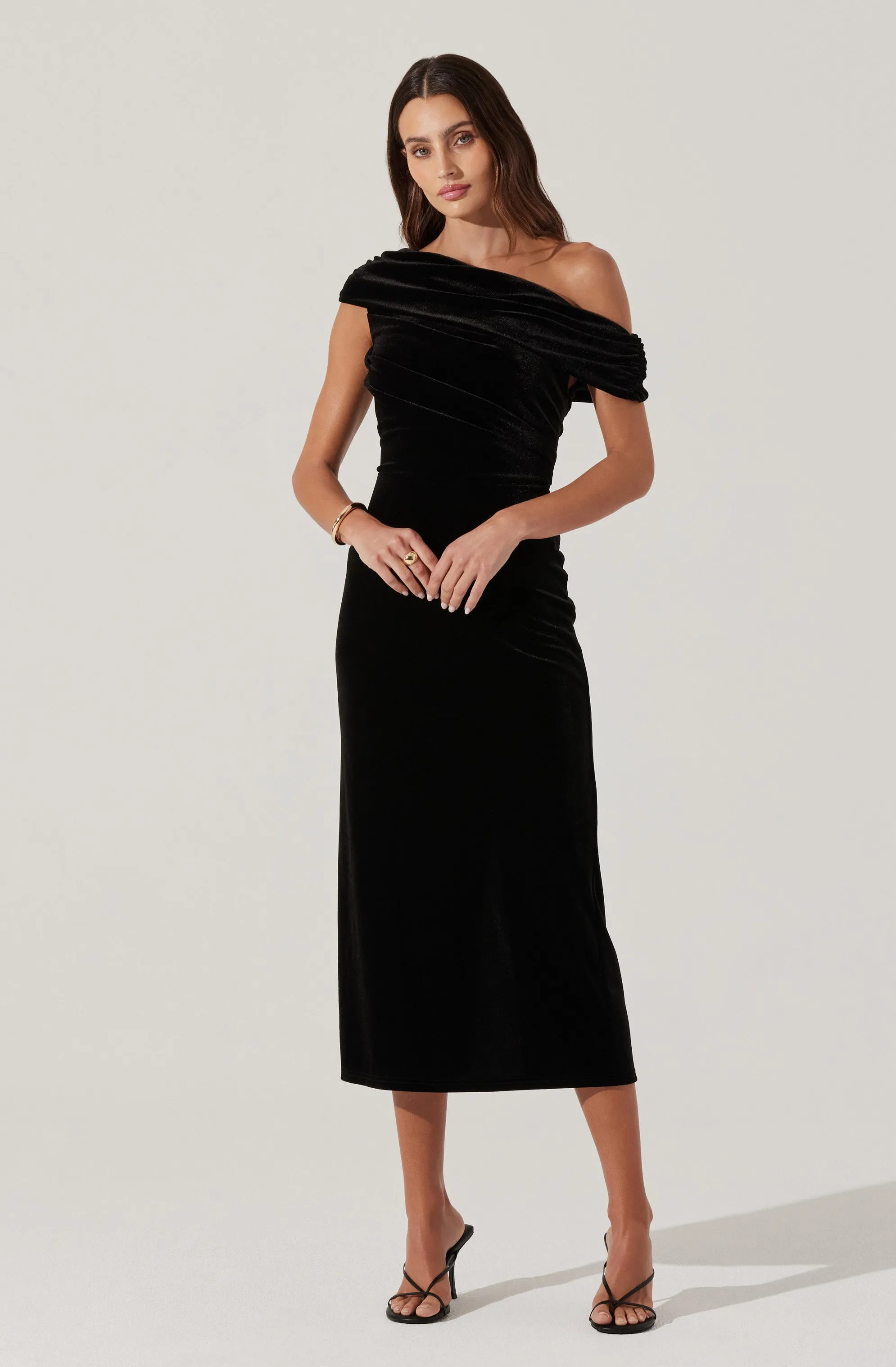 Velvet Off Shoulder Midi Dress sold by Astr product image thumbnail 3