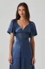 Aurelia Satin V-Neck Midi Dress sold by Astr
