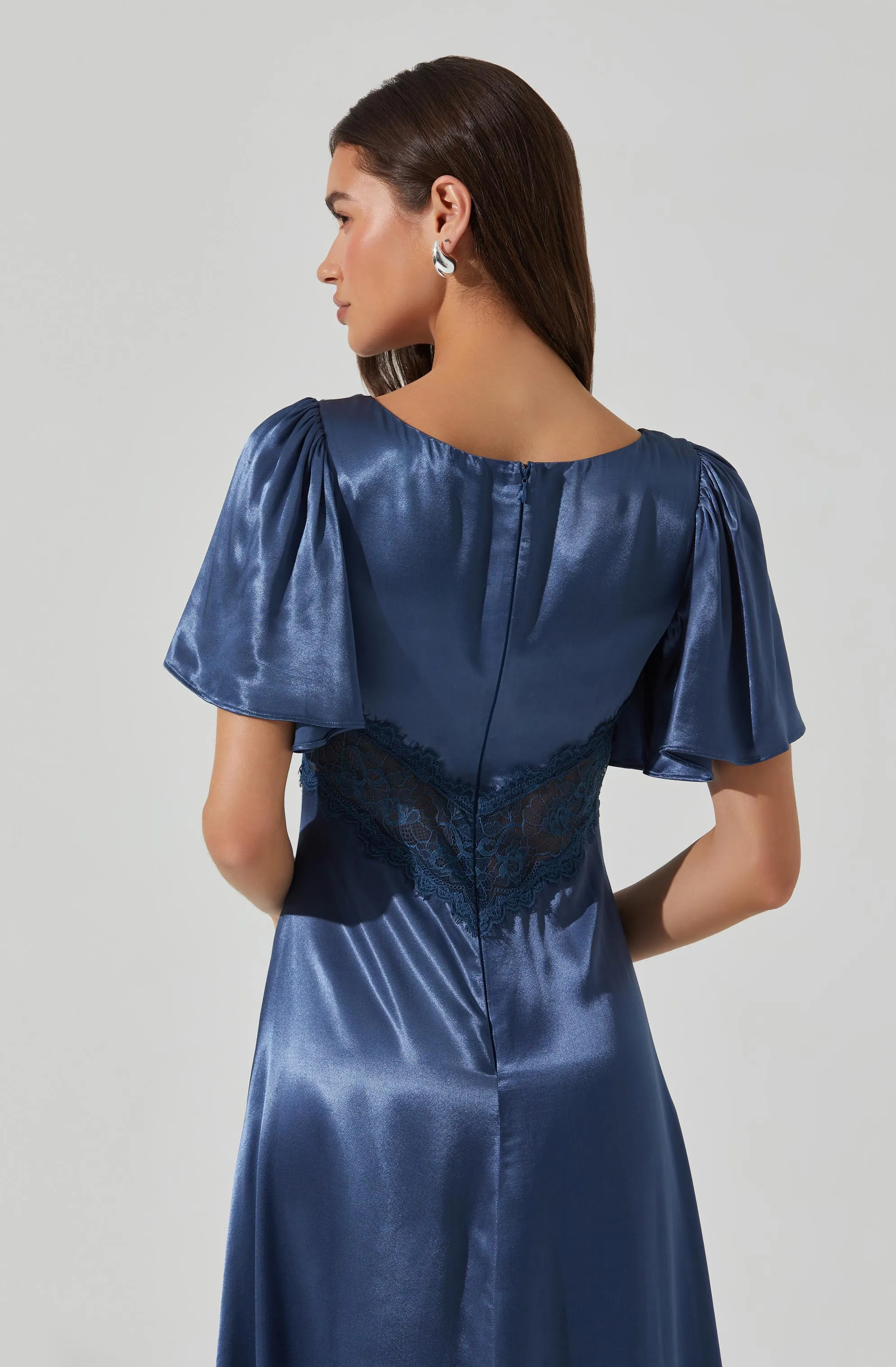 Aurelia Satin V-Neck Midi Dress sold by Astr product image thumbnail 4