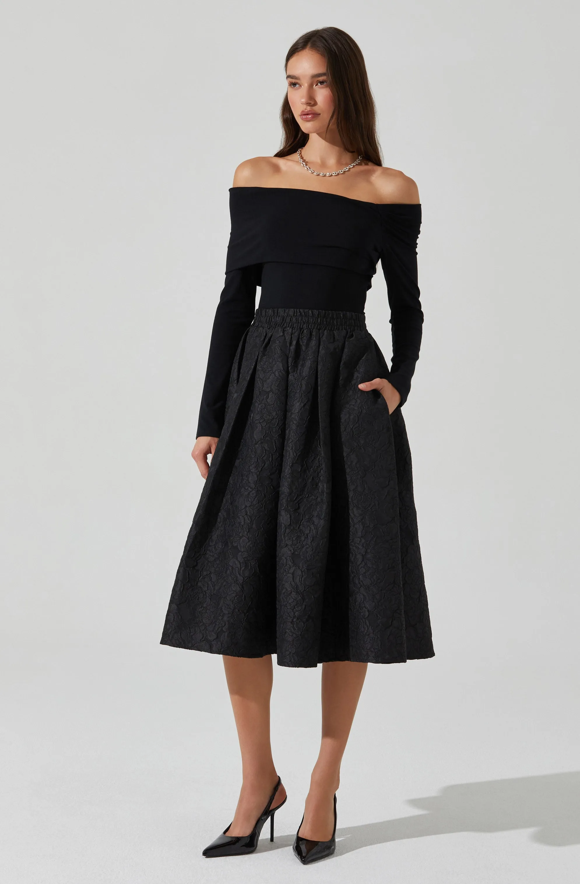 Andolina Jacquard Midi Skirt sold by Astr