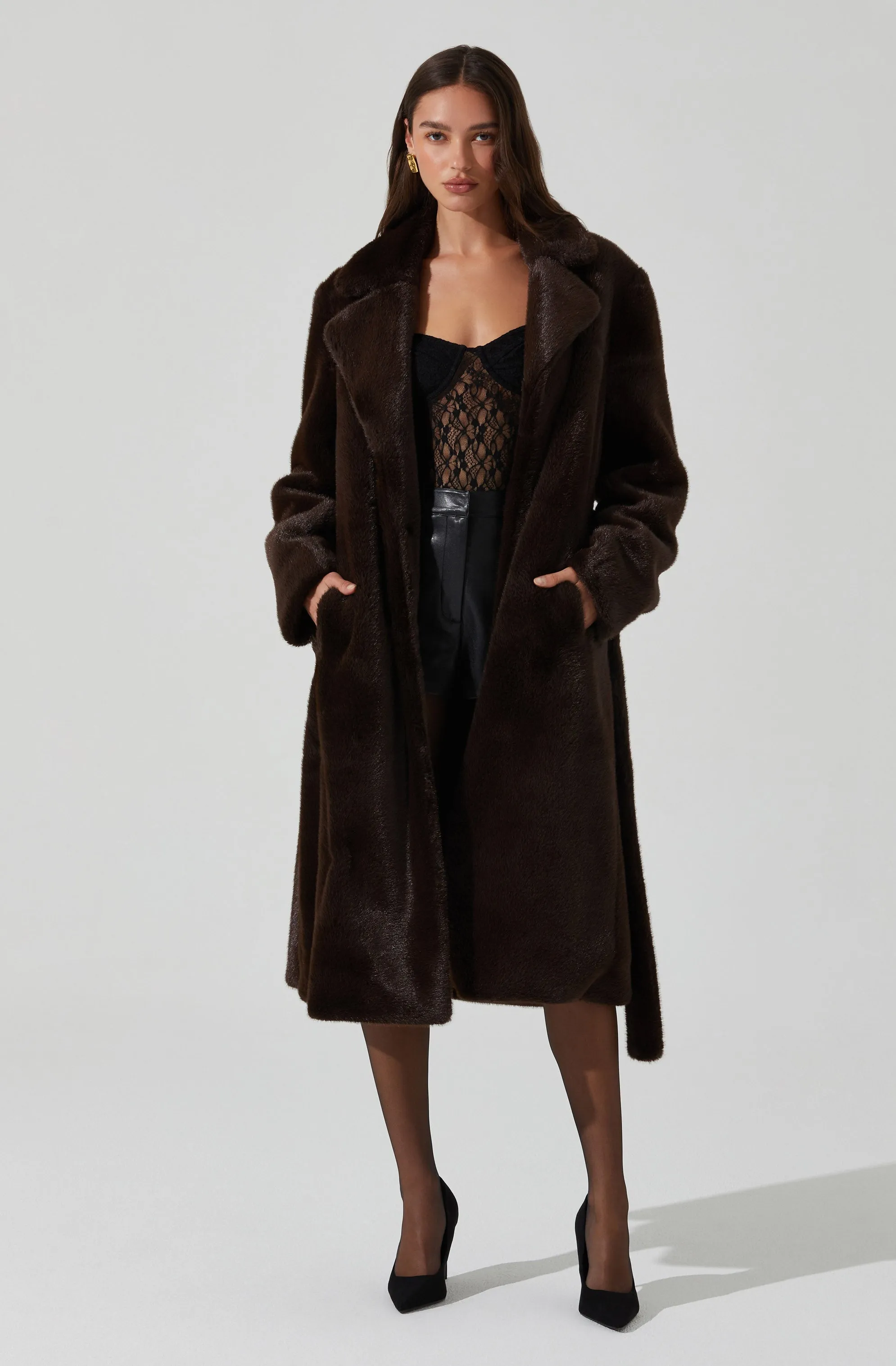 Maisie Faux Fur Longline Coat sold by Astr