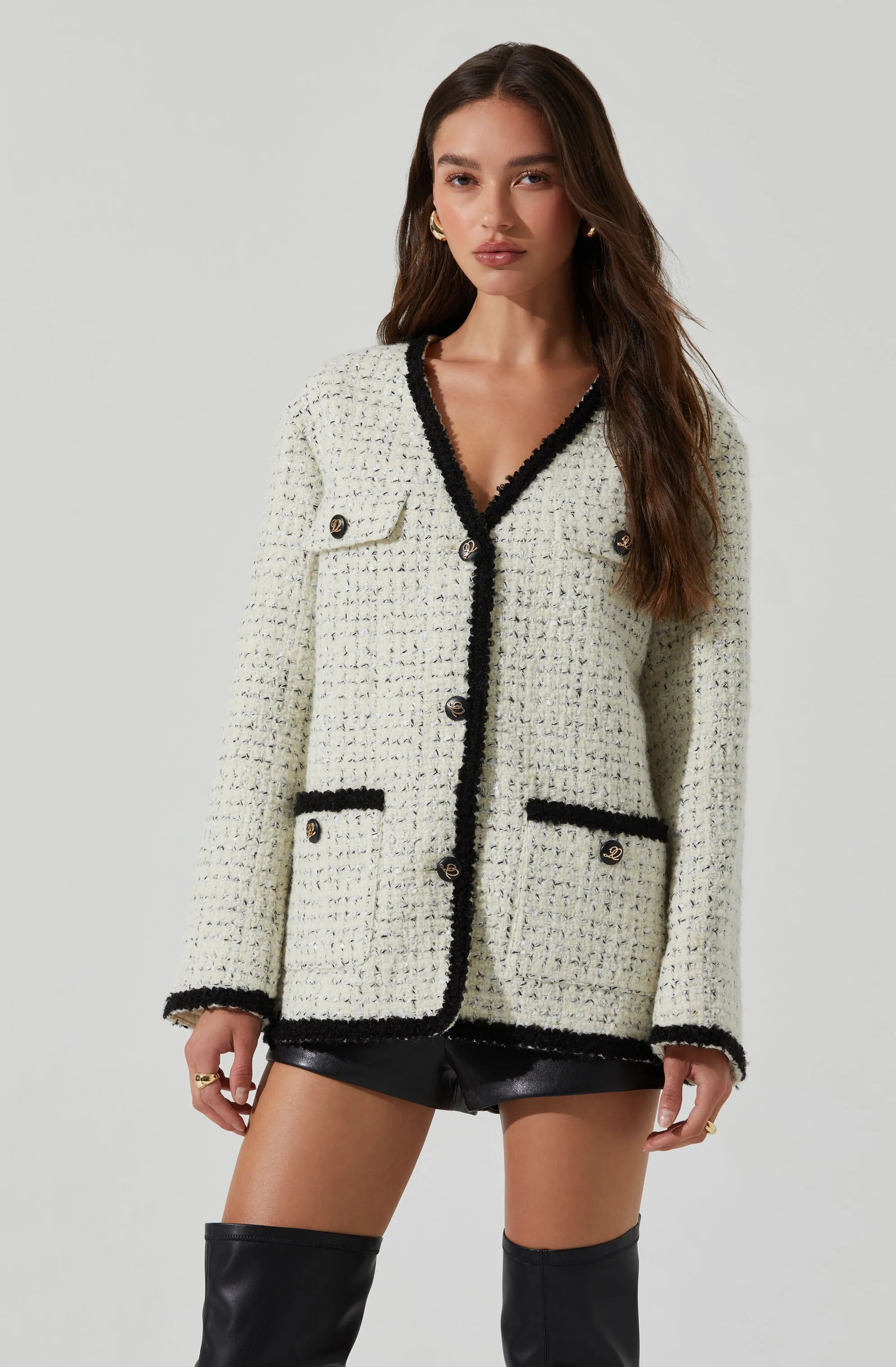 Editha Contrast Tweed Coat sold by Astr
