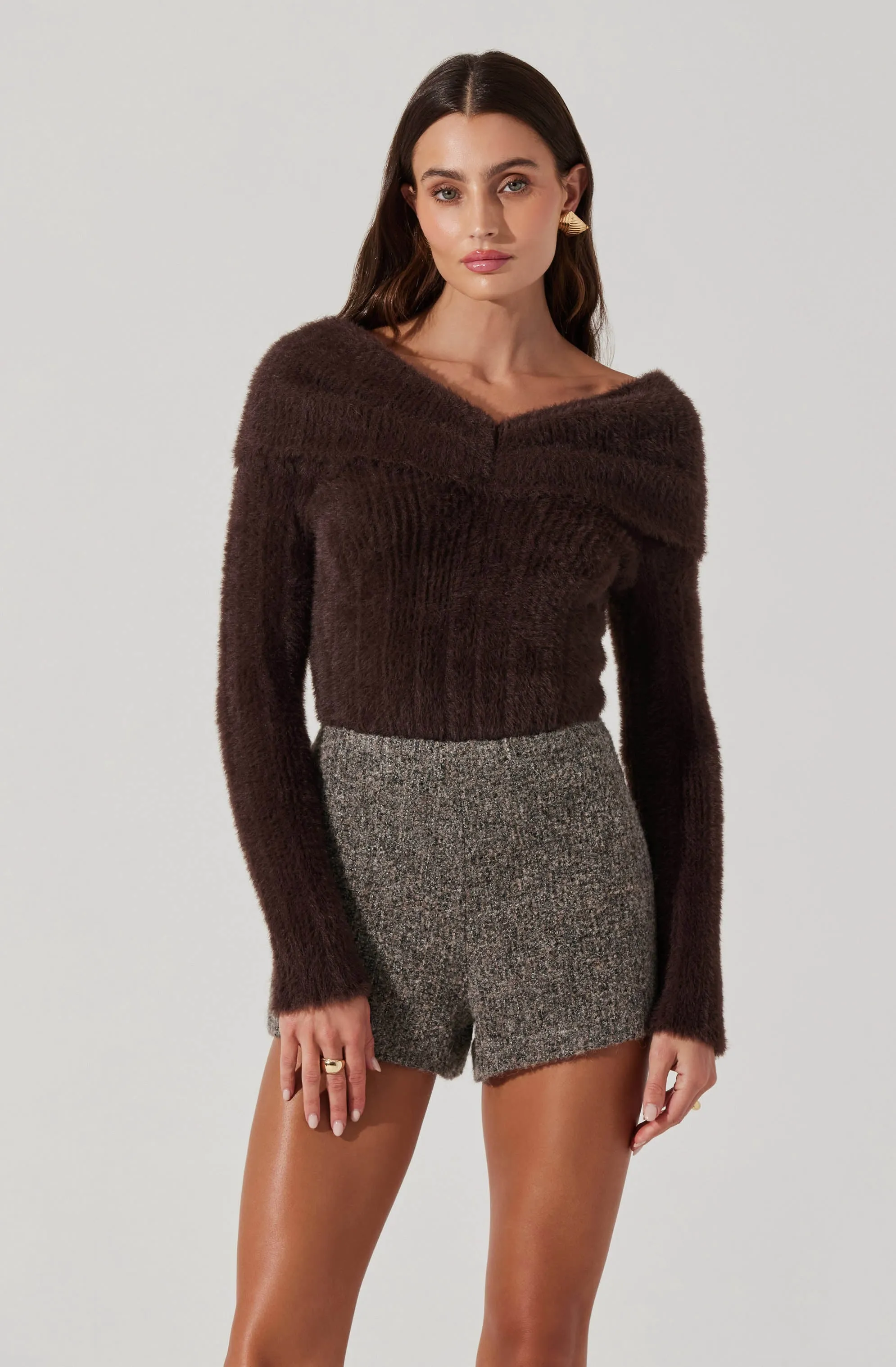 Fuzzy Knit Off Shoulder Sweater sold by Astr product image thumbnail 3