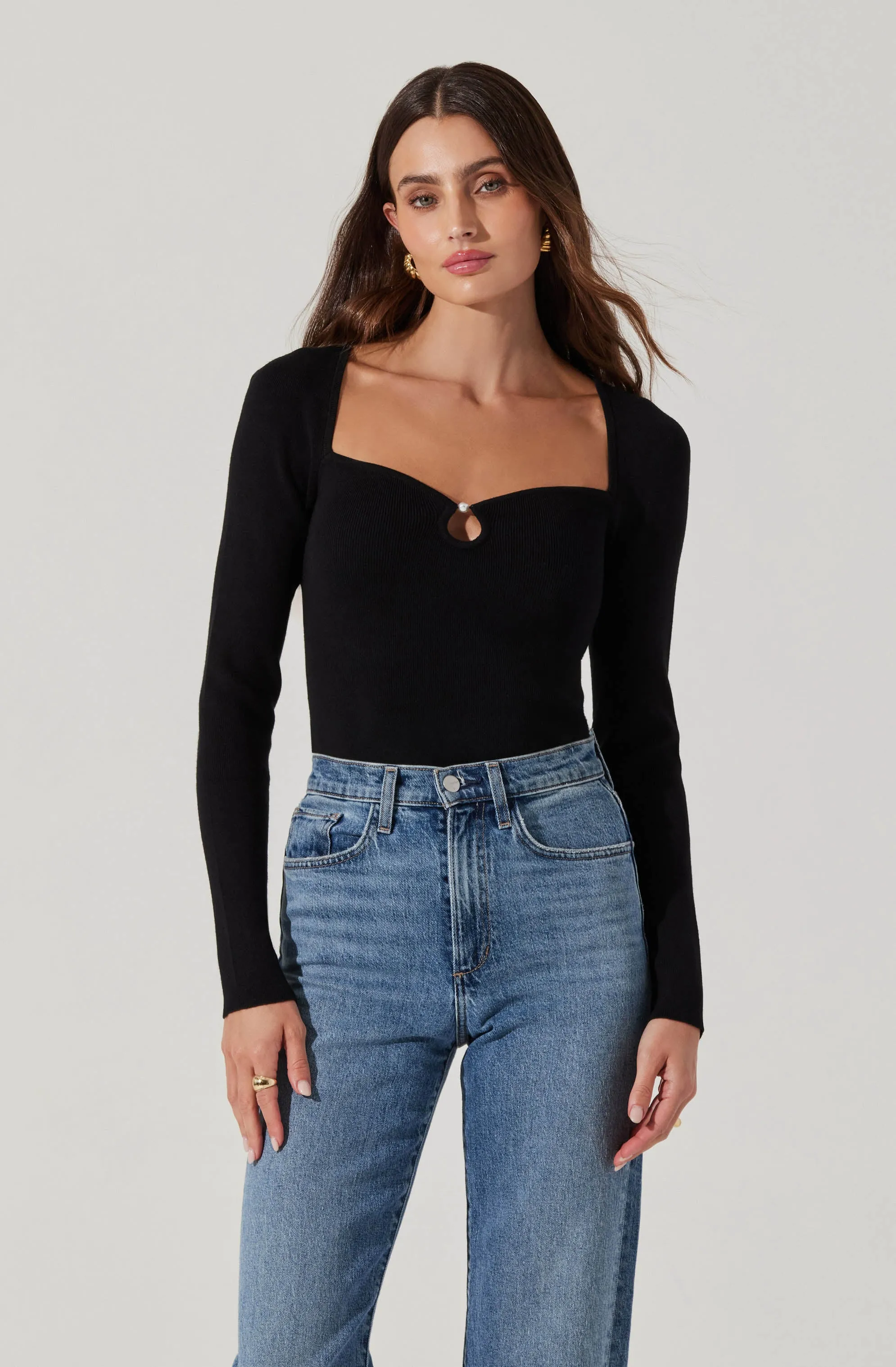 Pearl Detail Fine Knit Sweater sold by Astr