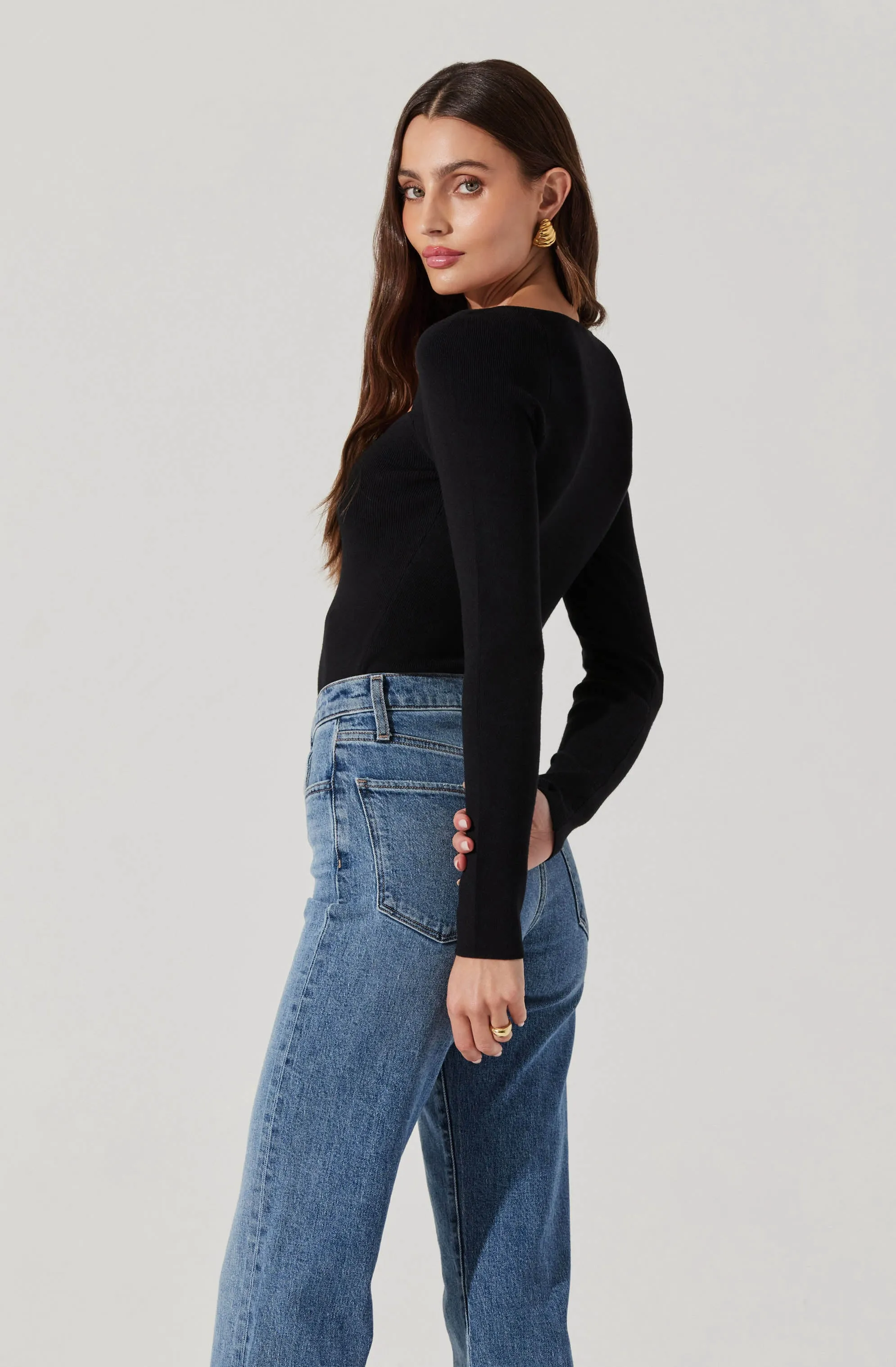 Pearl Detail Fine Knit Sweater sold by Astr product image thumbnail 3