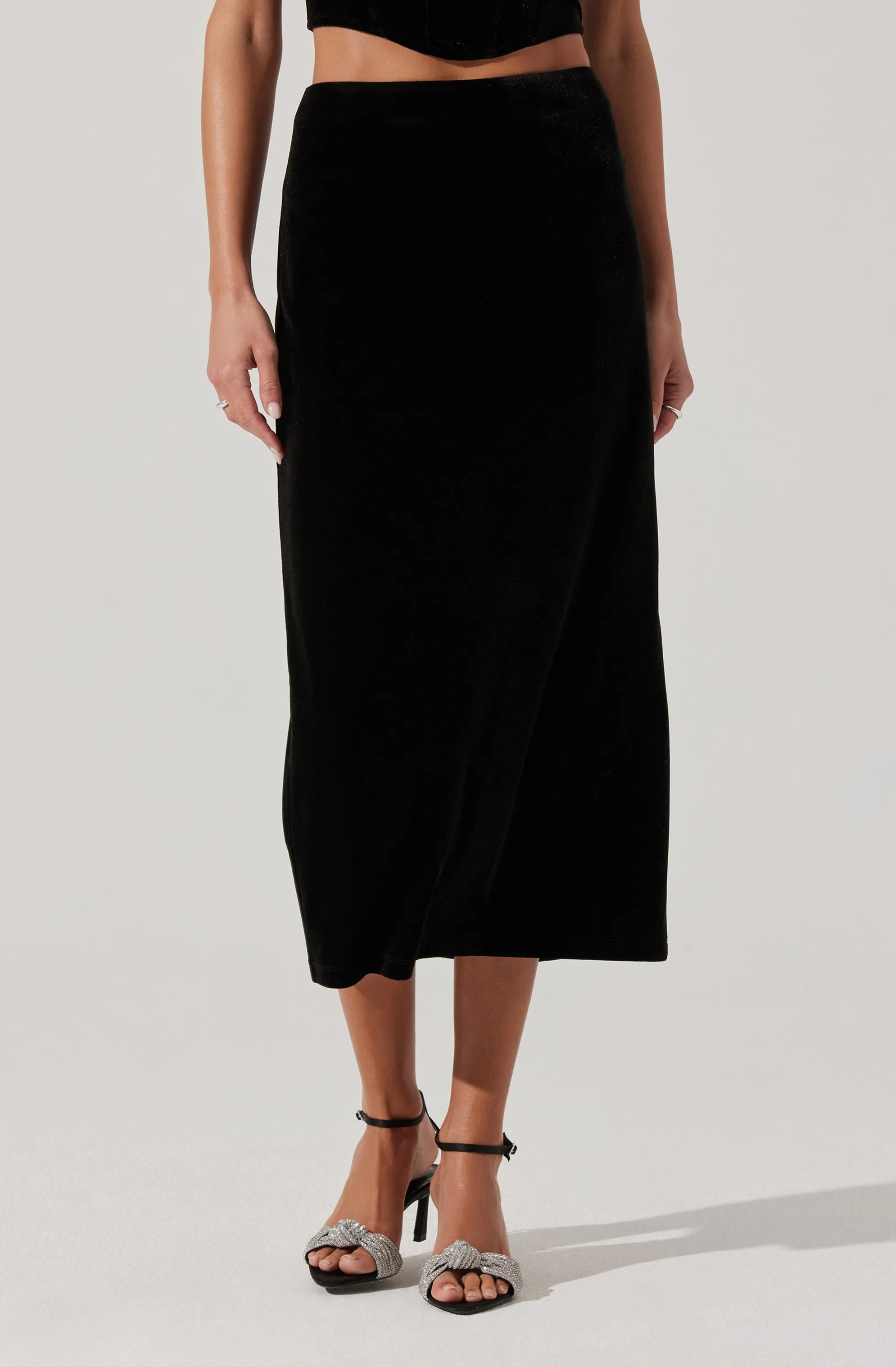 Velvet Midi A-Line Skirt sold by Astr product image thumbnail 2