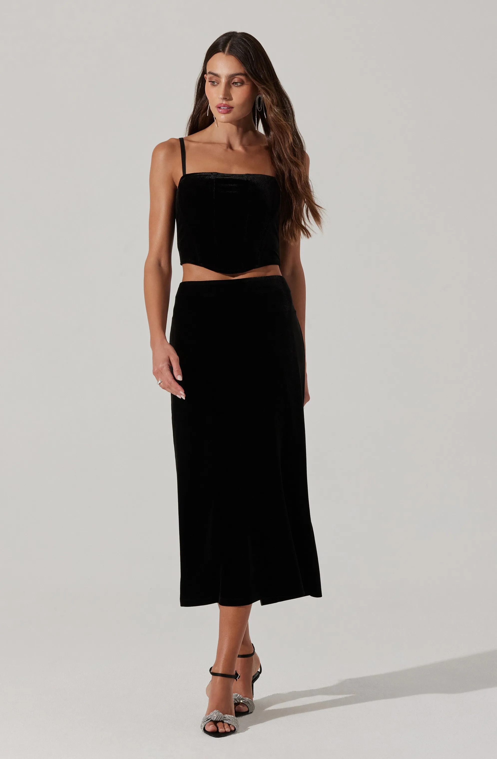 Velvet Midi A-Line Skirt sold by Astr product image thumbnail 4