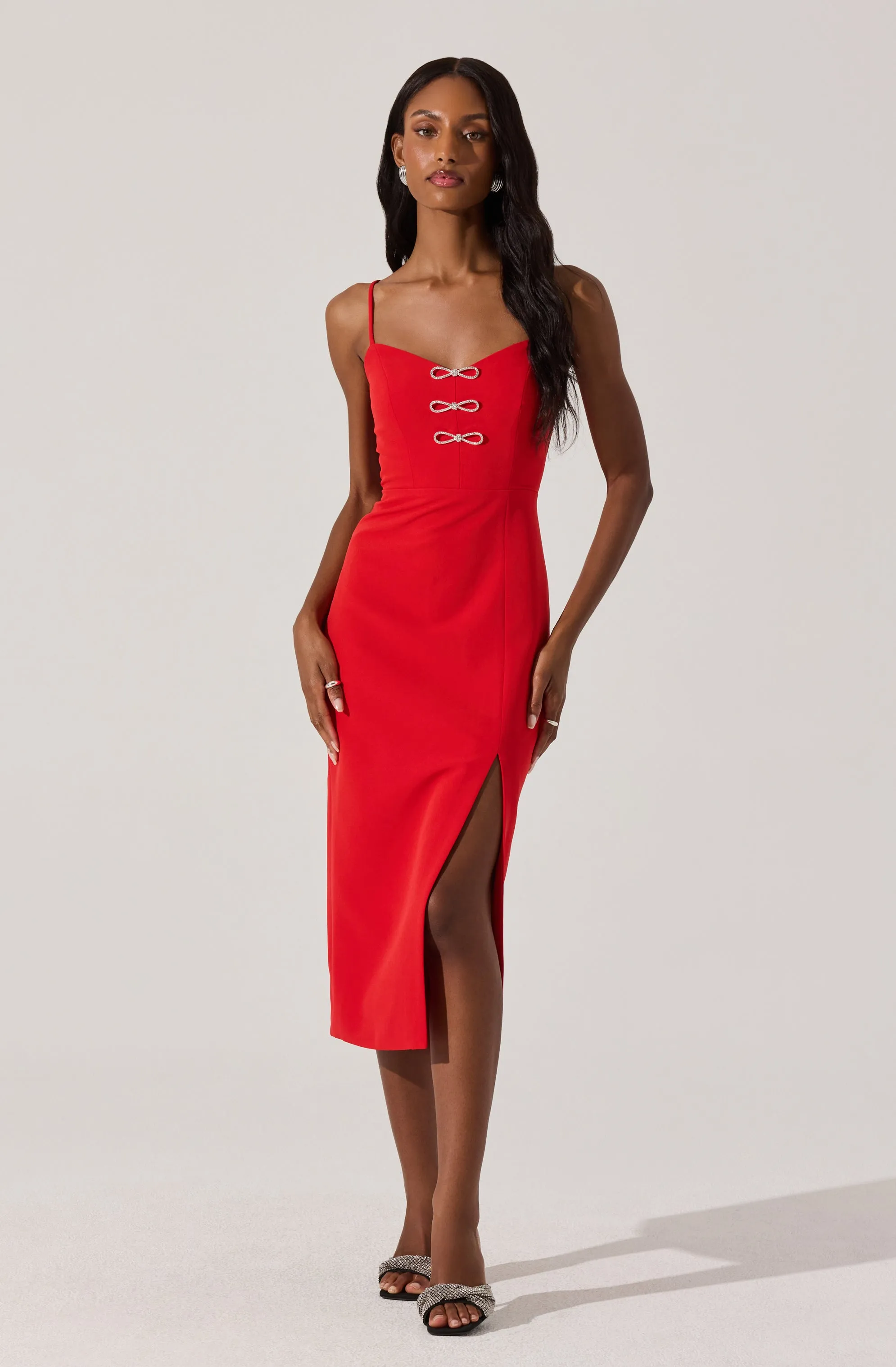 Embellished Bow Detail Midi Dress sold by Astr product image thumbnail 3