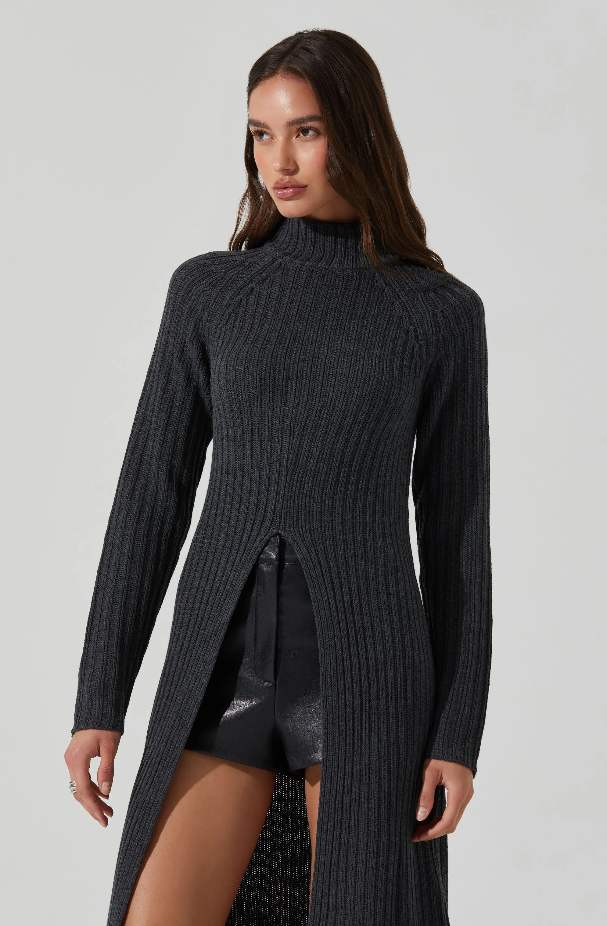 Estilo Mock Neck Slit Sweater sold by Astr product image thumbnail 2