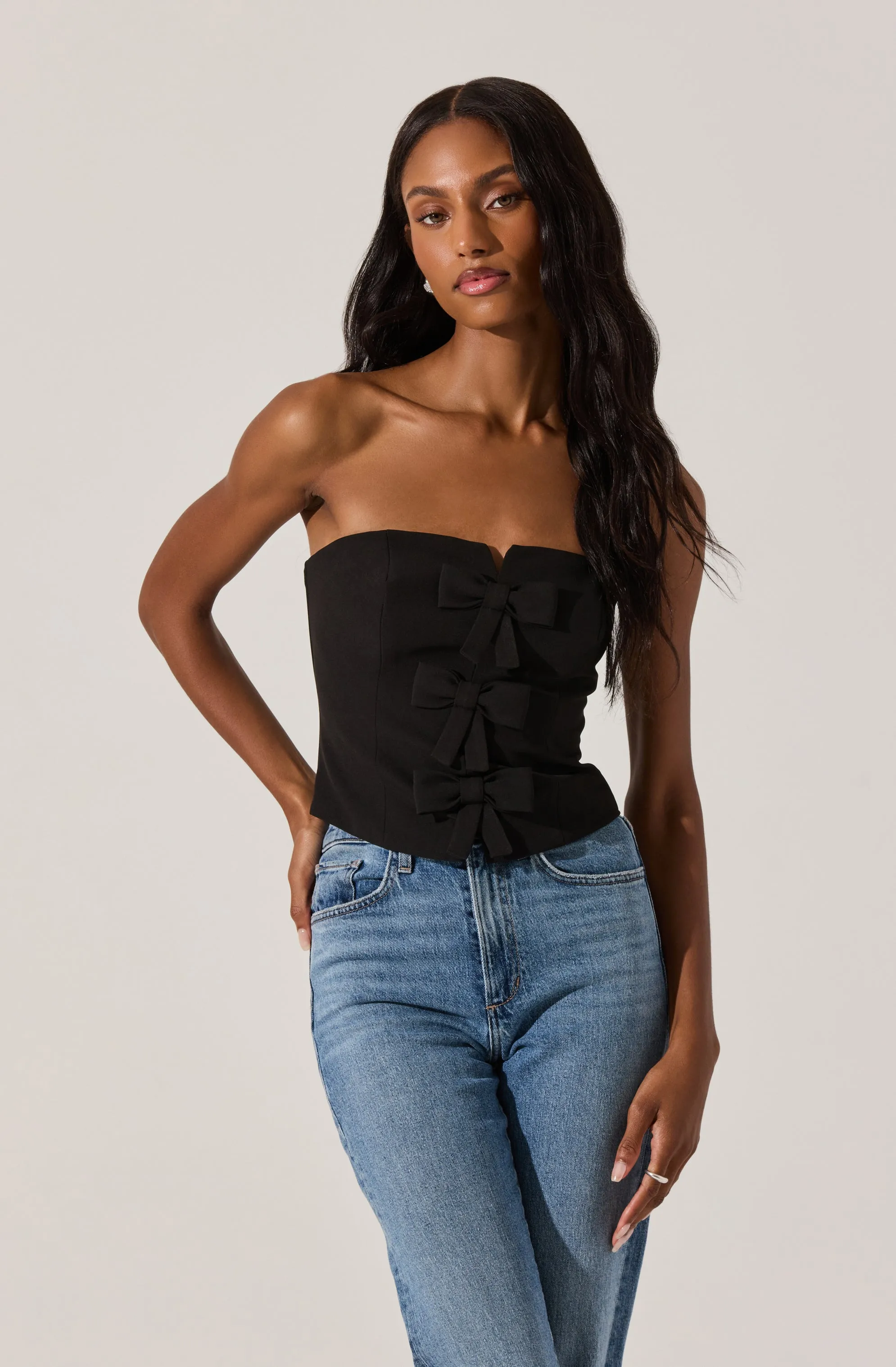 Strapless Bow Bustier Top sold by Astr
