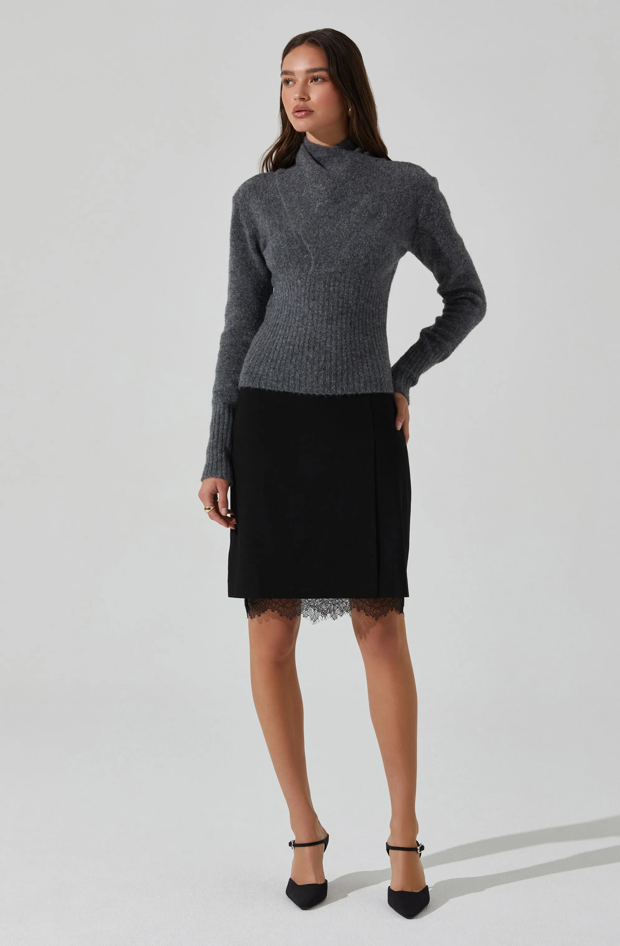 Itzayana Lace Trim Pencil Skirt sold by Astr