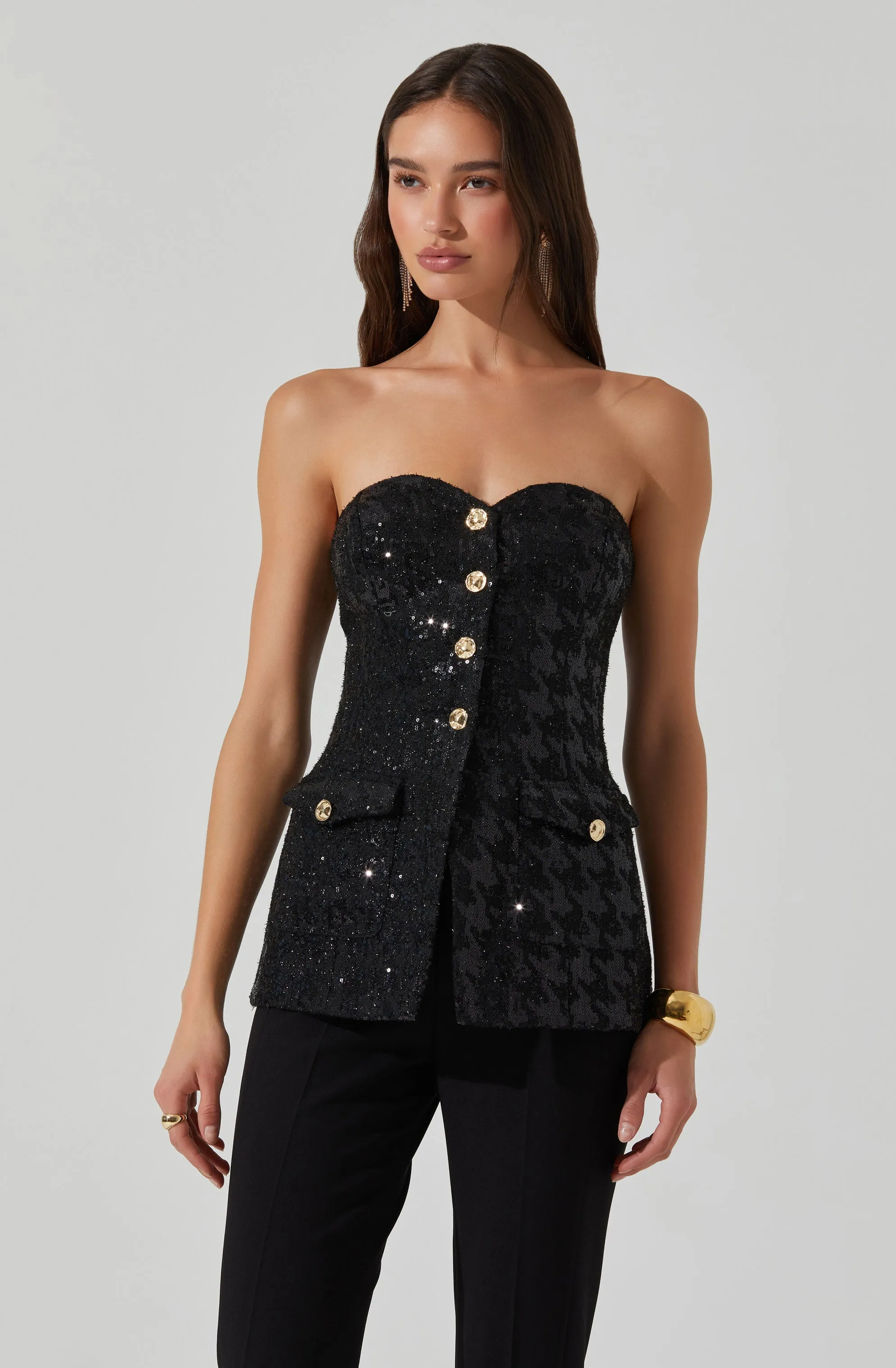 Milani Tweed Houndstooth Sequin Top sold by Astr
