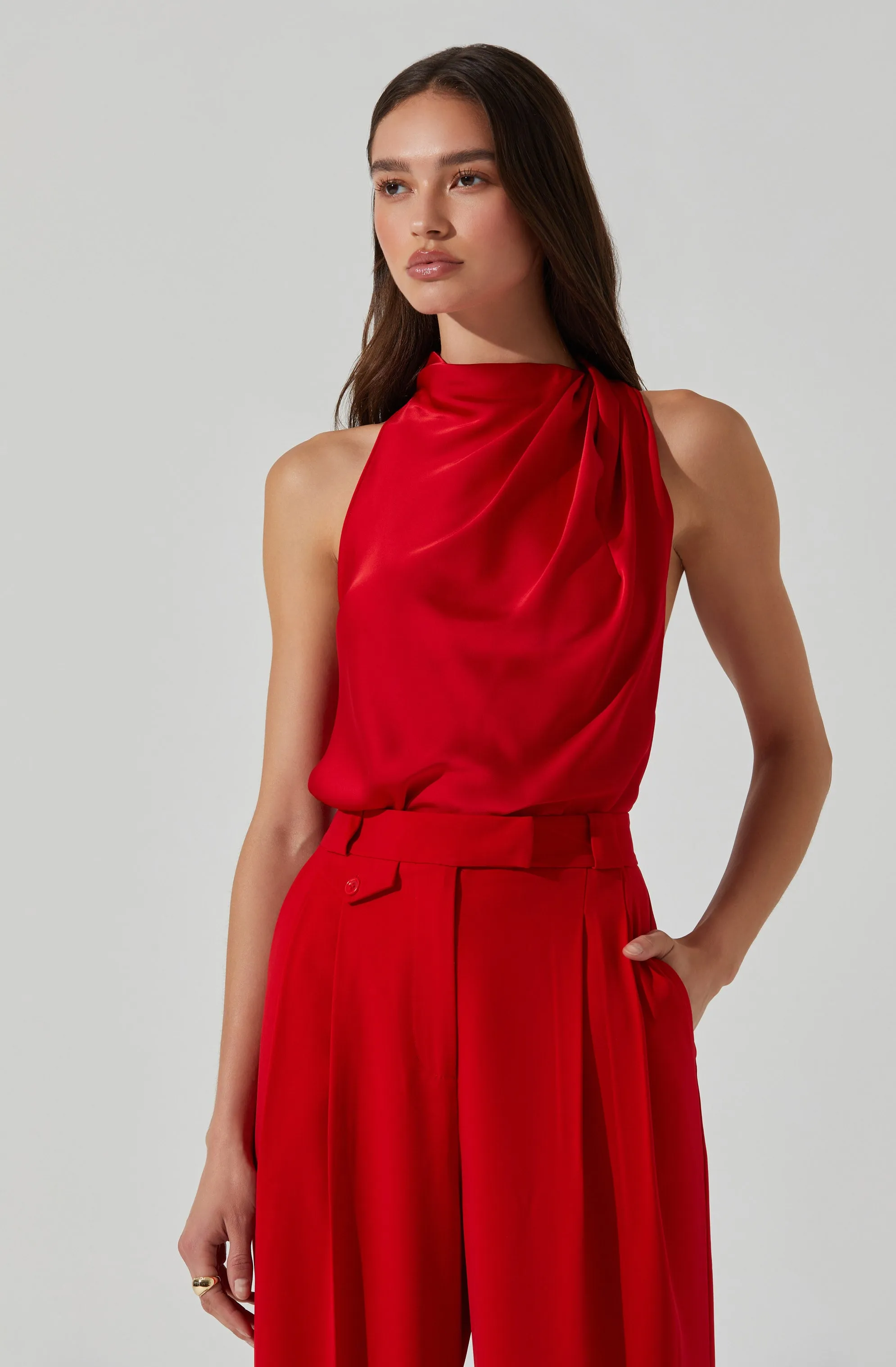 Iza Satin High Neck Top sold by Astr product image thumbnail 3