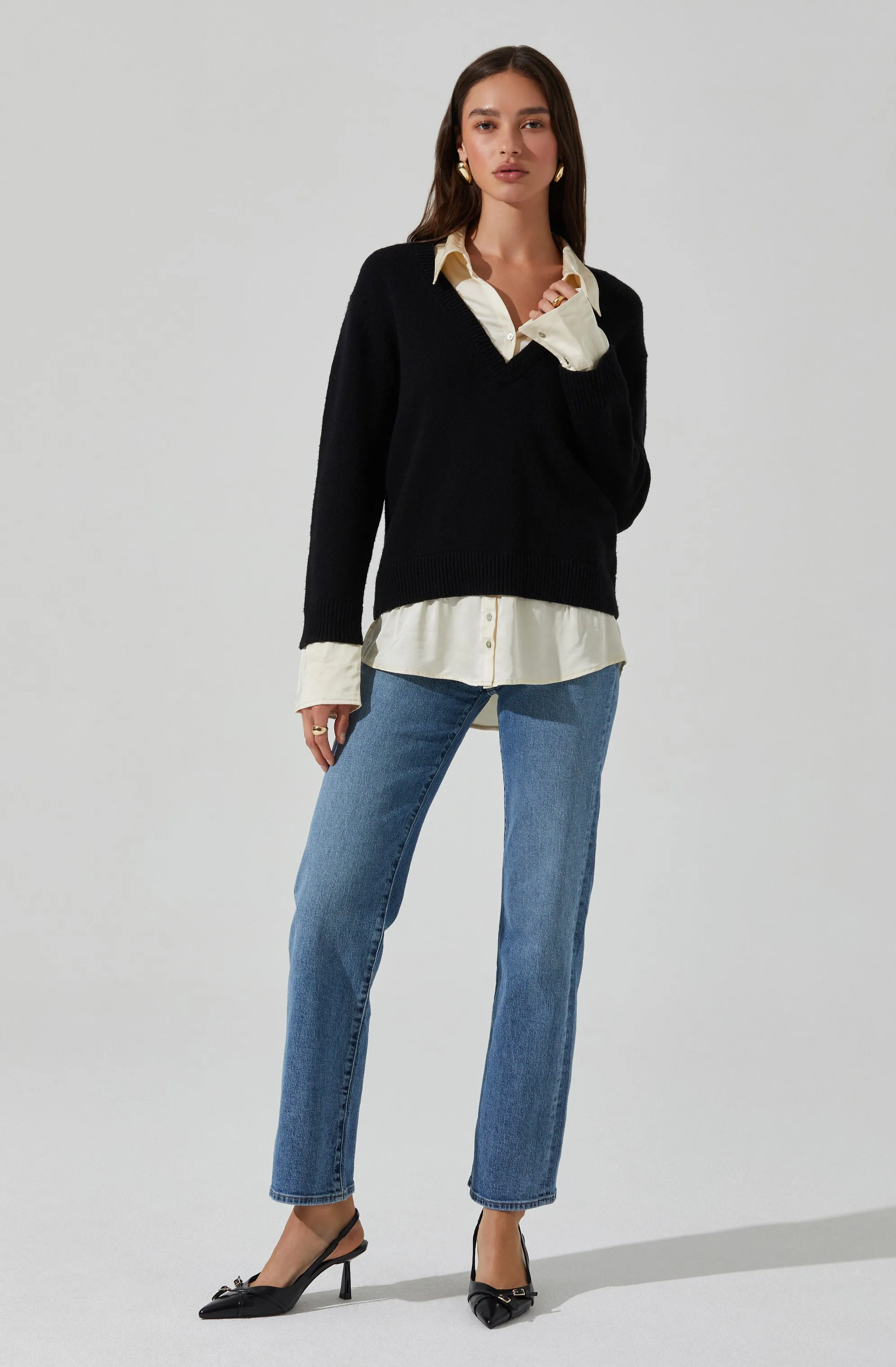 Jianna Mixed Media Layered Sweater sold by Astr product image thumbnail 2